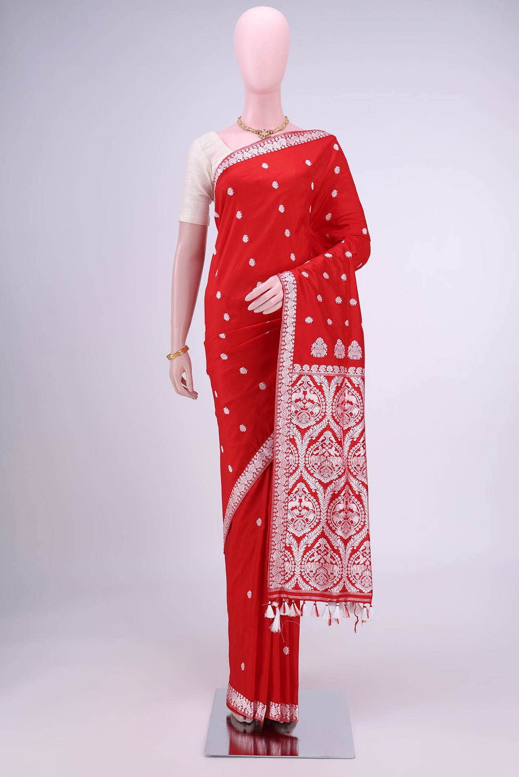 Red Assam Silk Saree