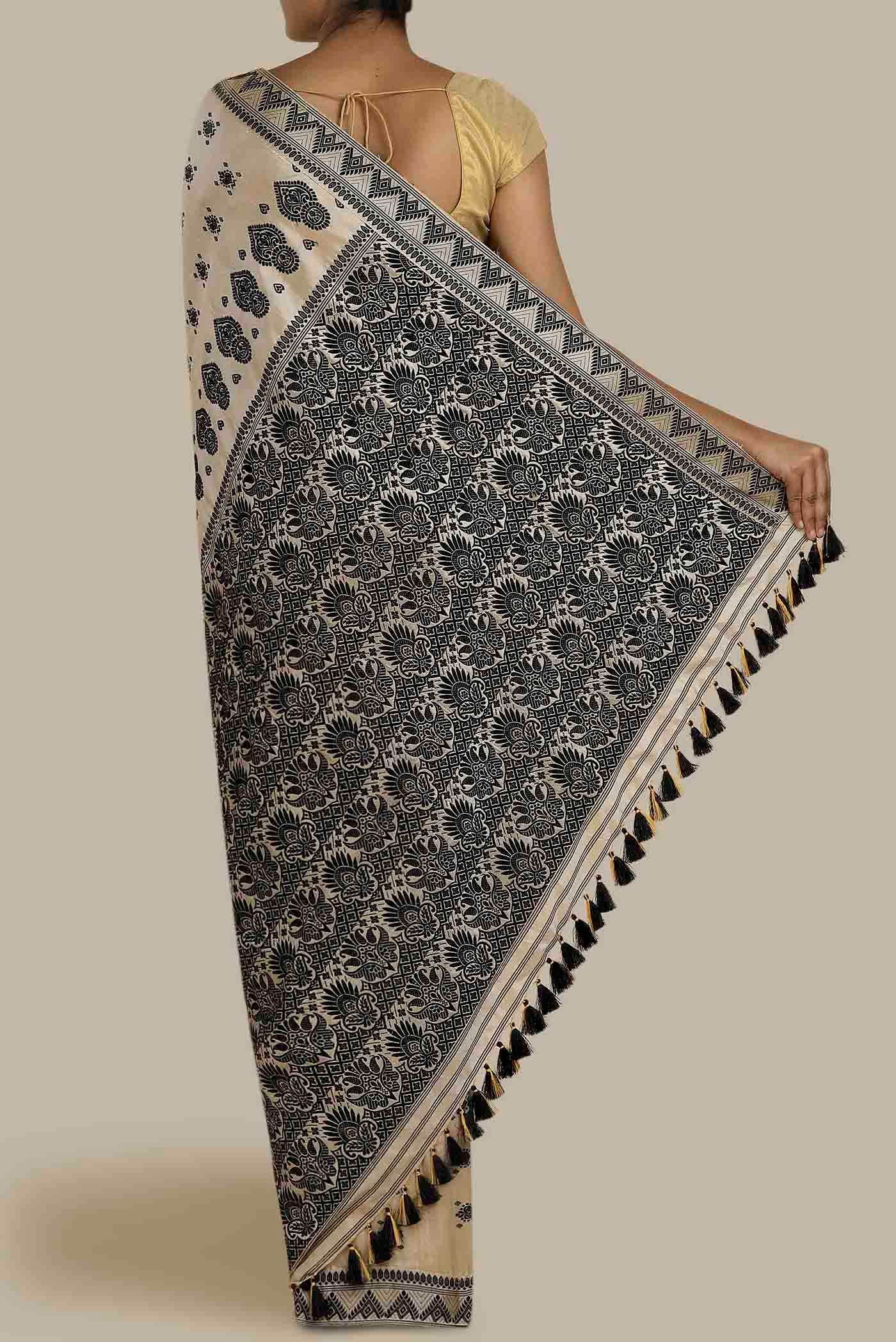 Beige Assam Silk Saree