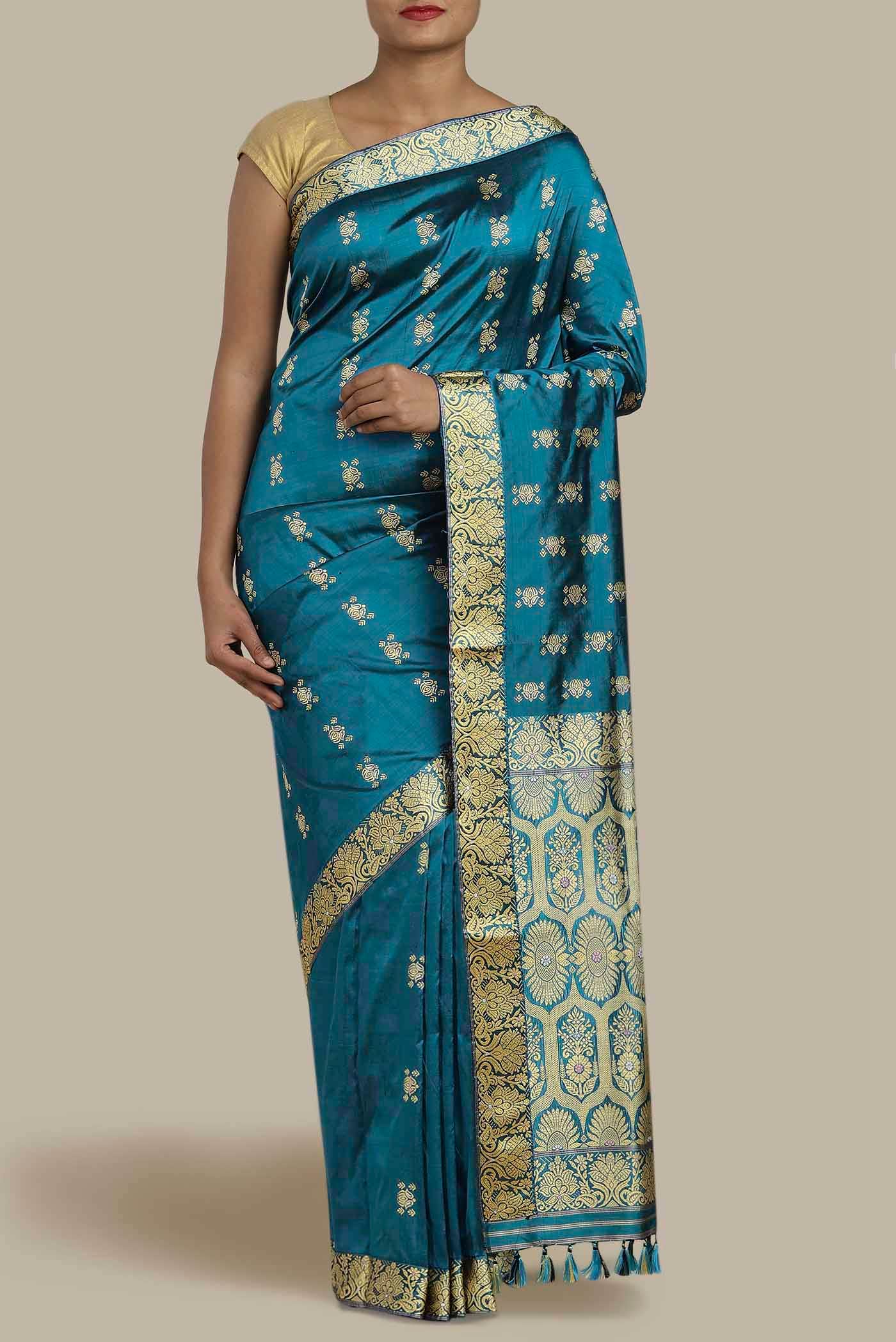 Blue Assam Silk Saree