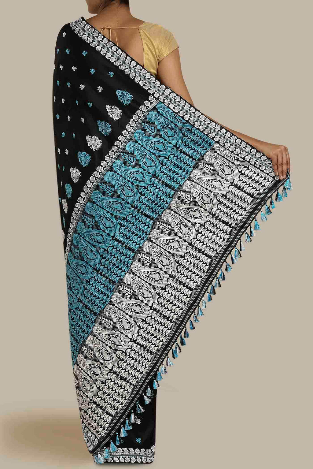 Black Assam Silk Saree