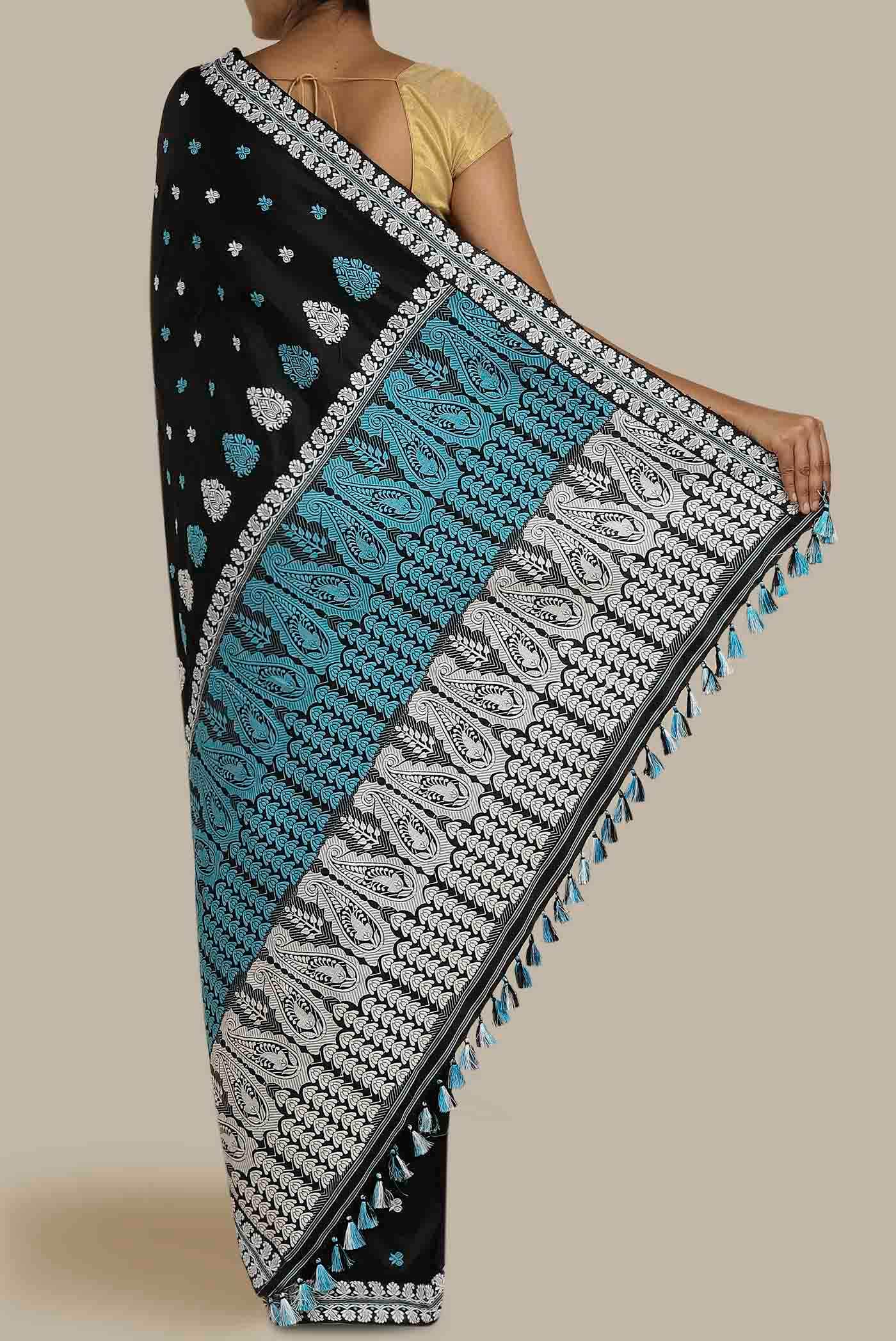 Black Assam Silk Saree