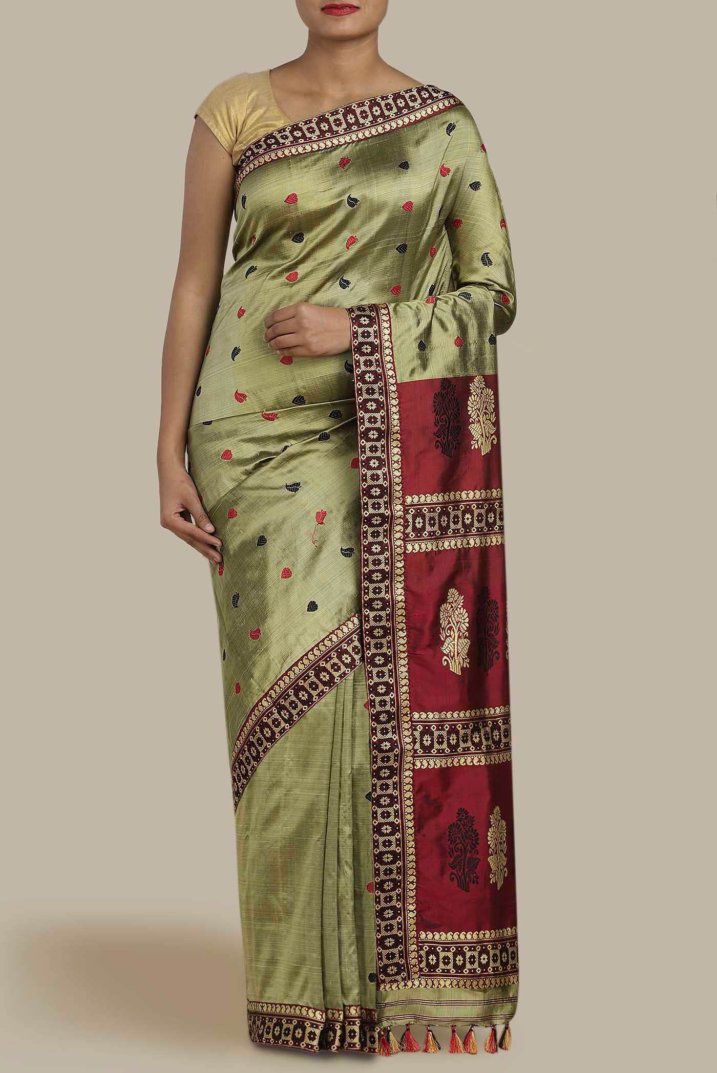 Green Assam Silk Saree