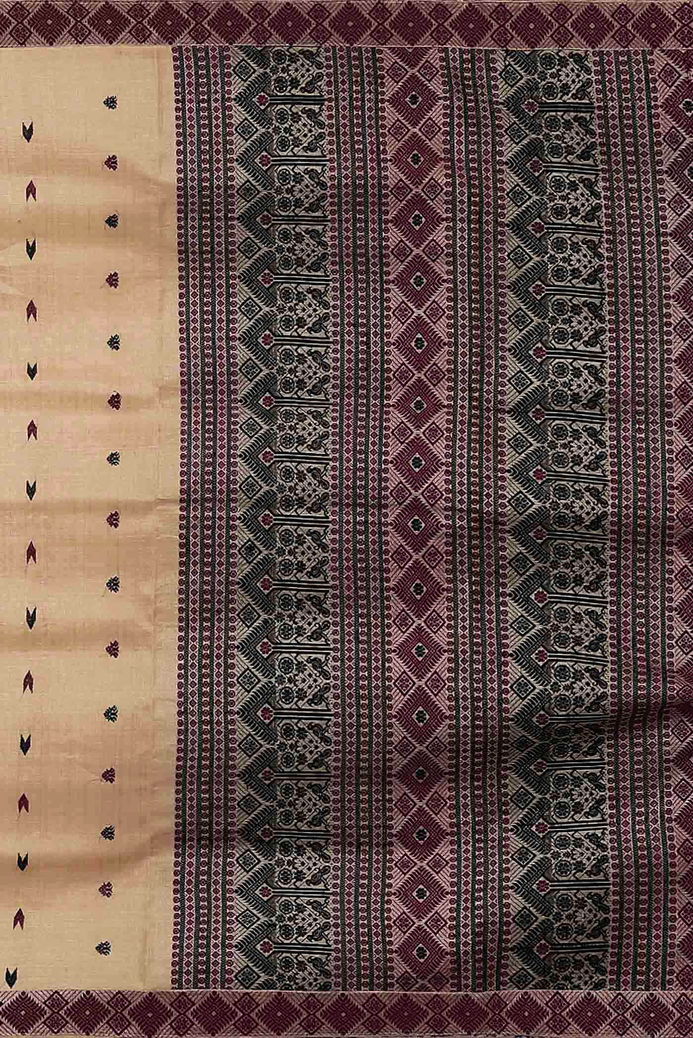 Beige Assam Silk Saree