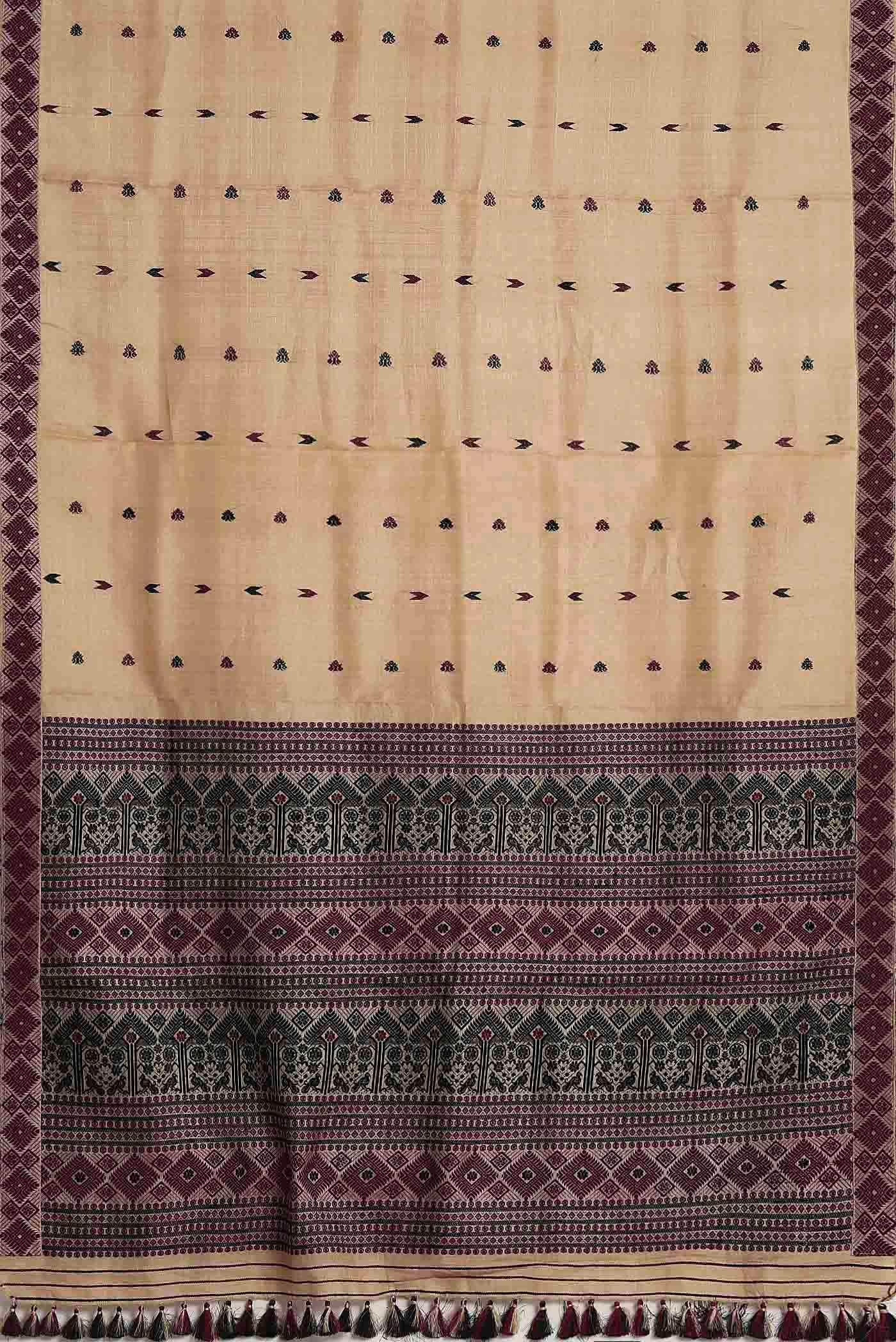 Beige Assam Silk Saree