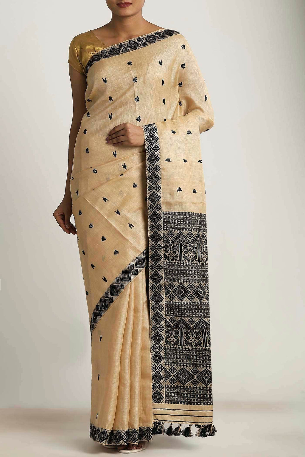 Beige Assam Silk Saree