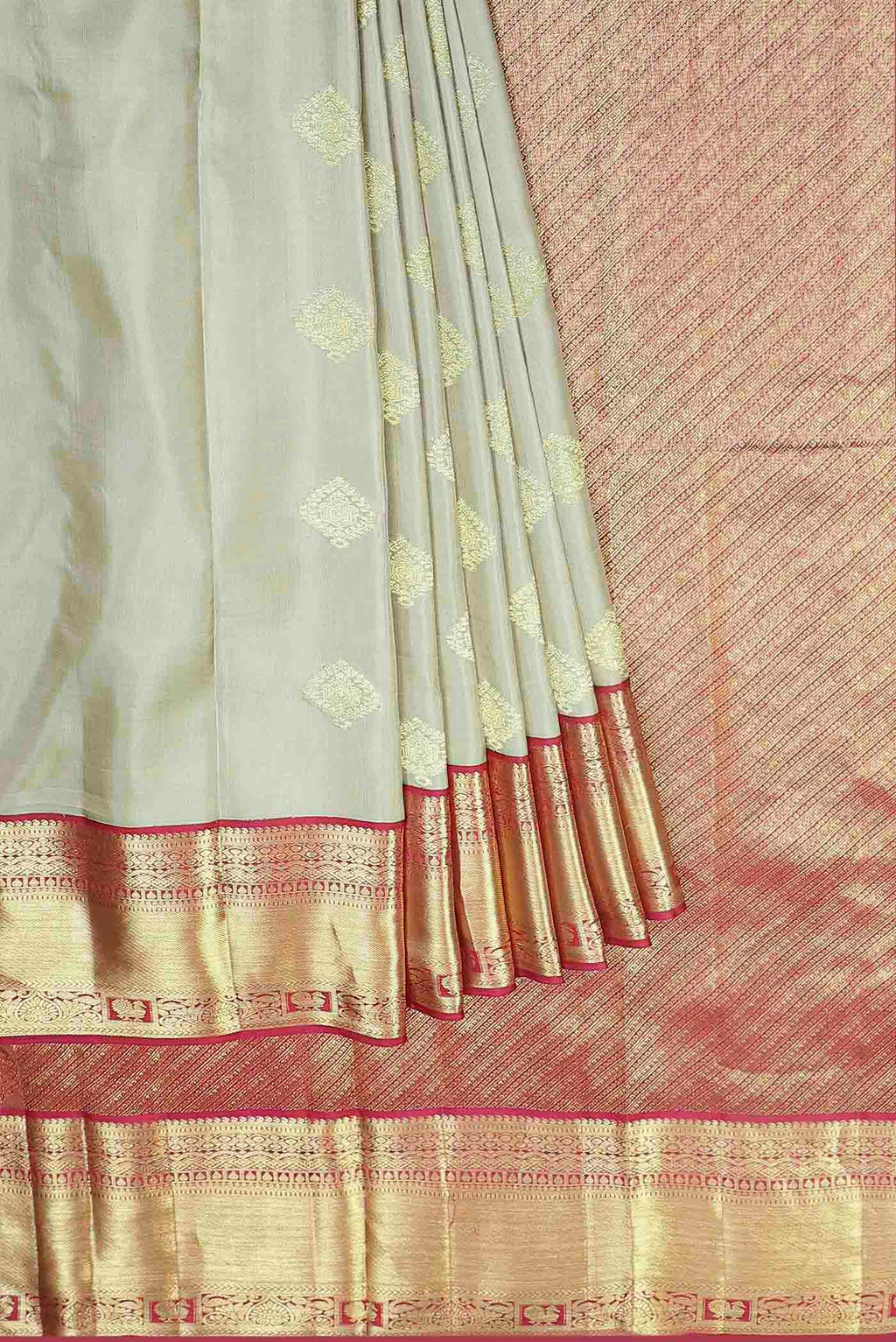 Beige Kanchipuram Silk Saree