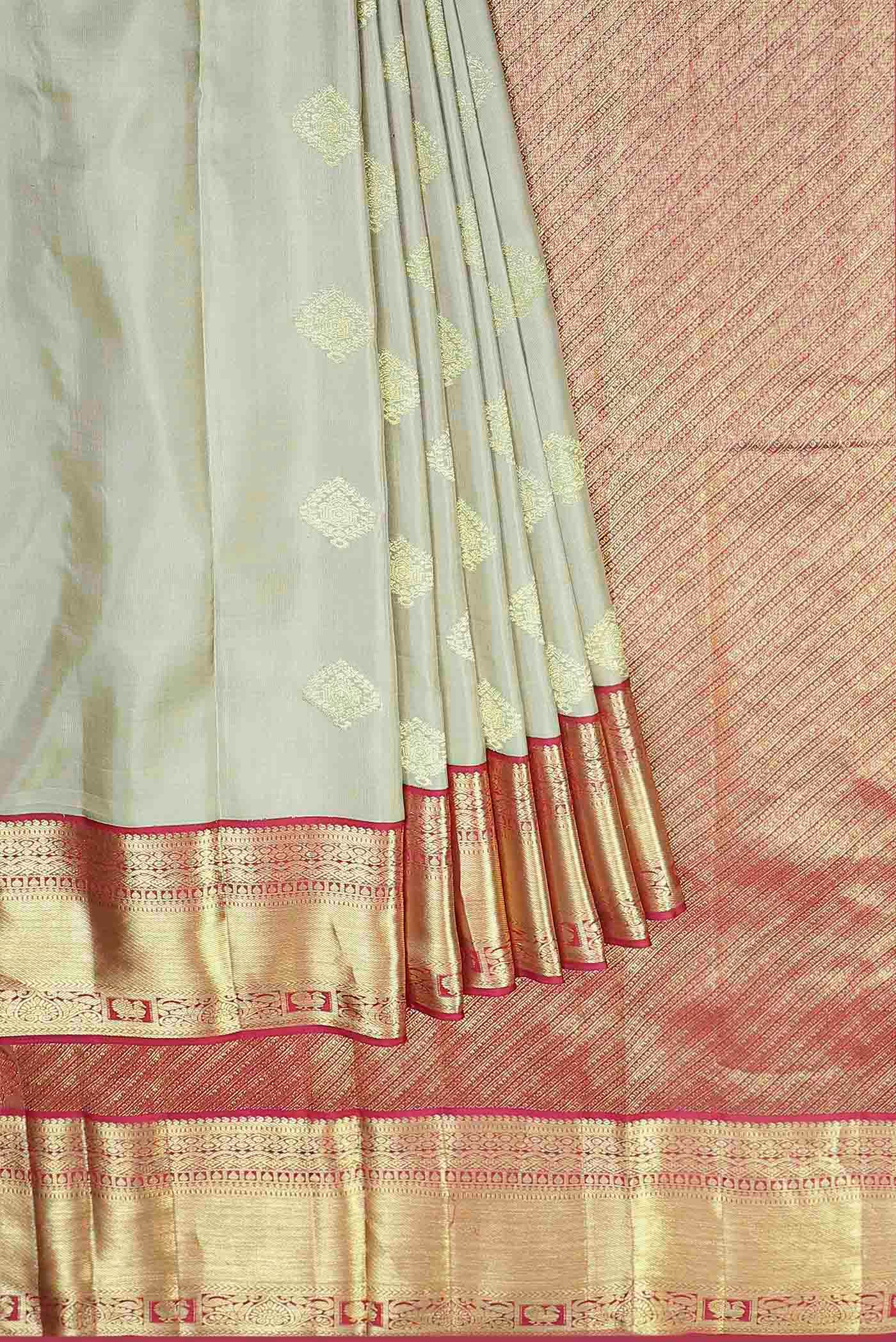 Beige Kanchipuram Silk Saree