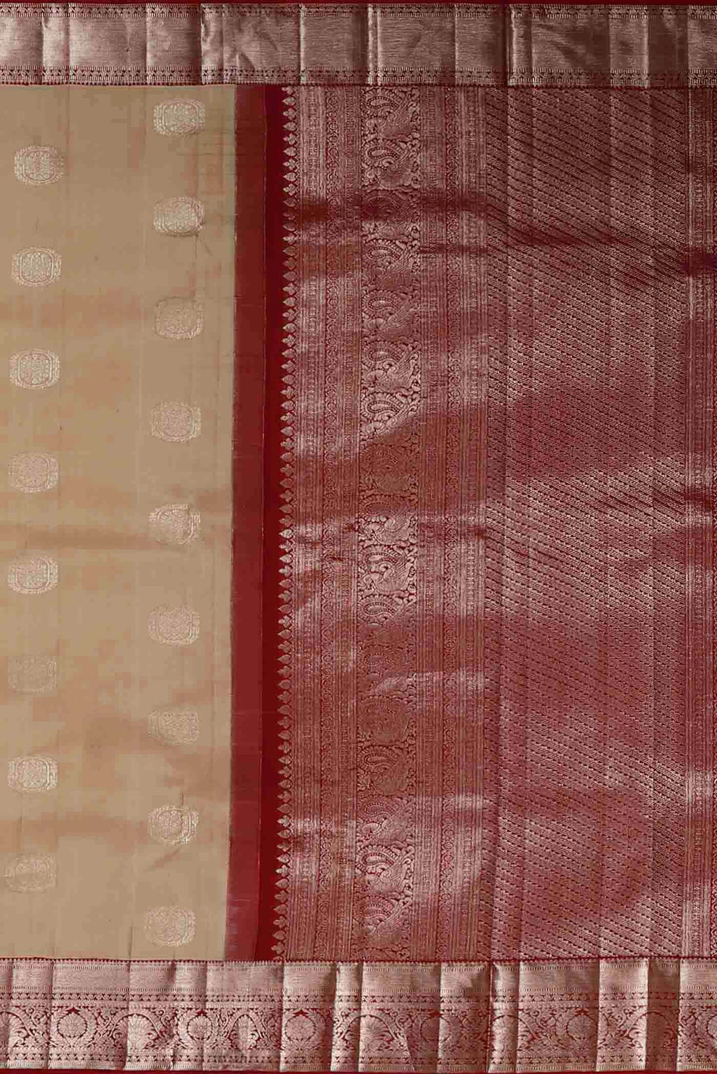 Beige Kanchipuram Silk Saree