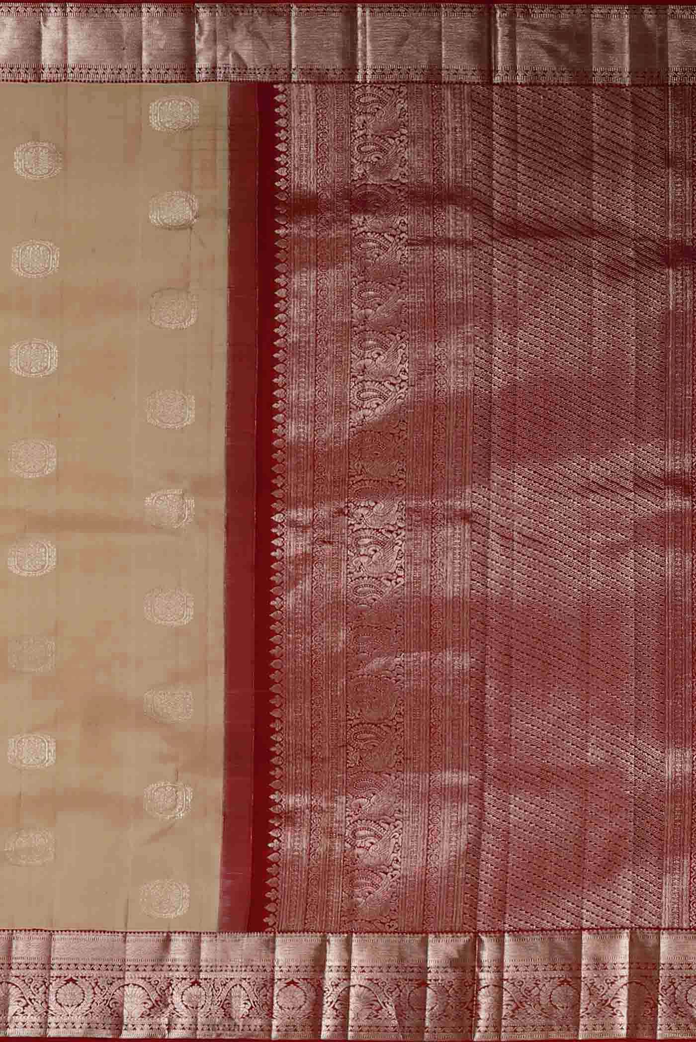 Beige Kanchipuram Silk Saree