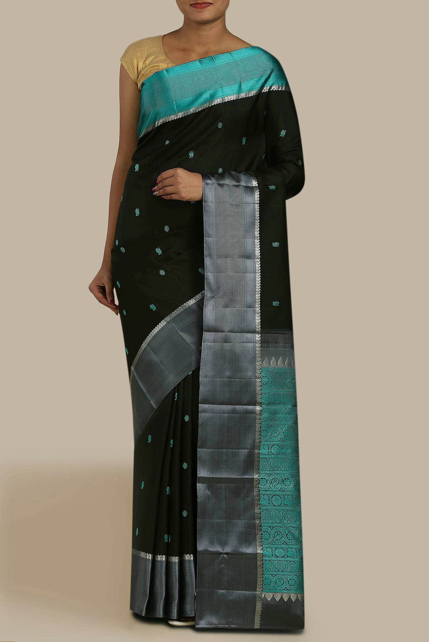 Black Kanchipuram Silk Saree