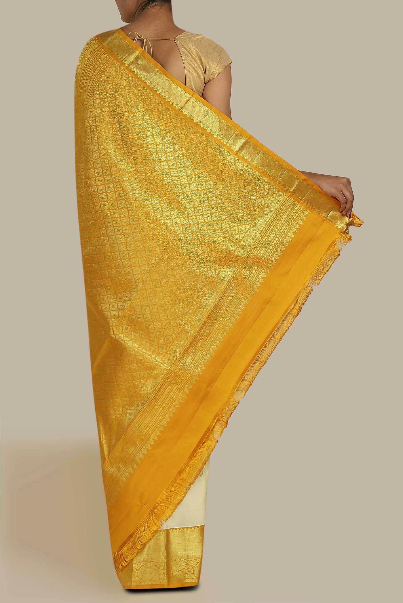 Cream Kanchipuram Silk Saree