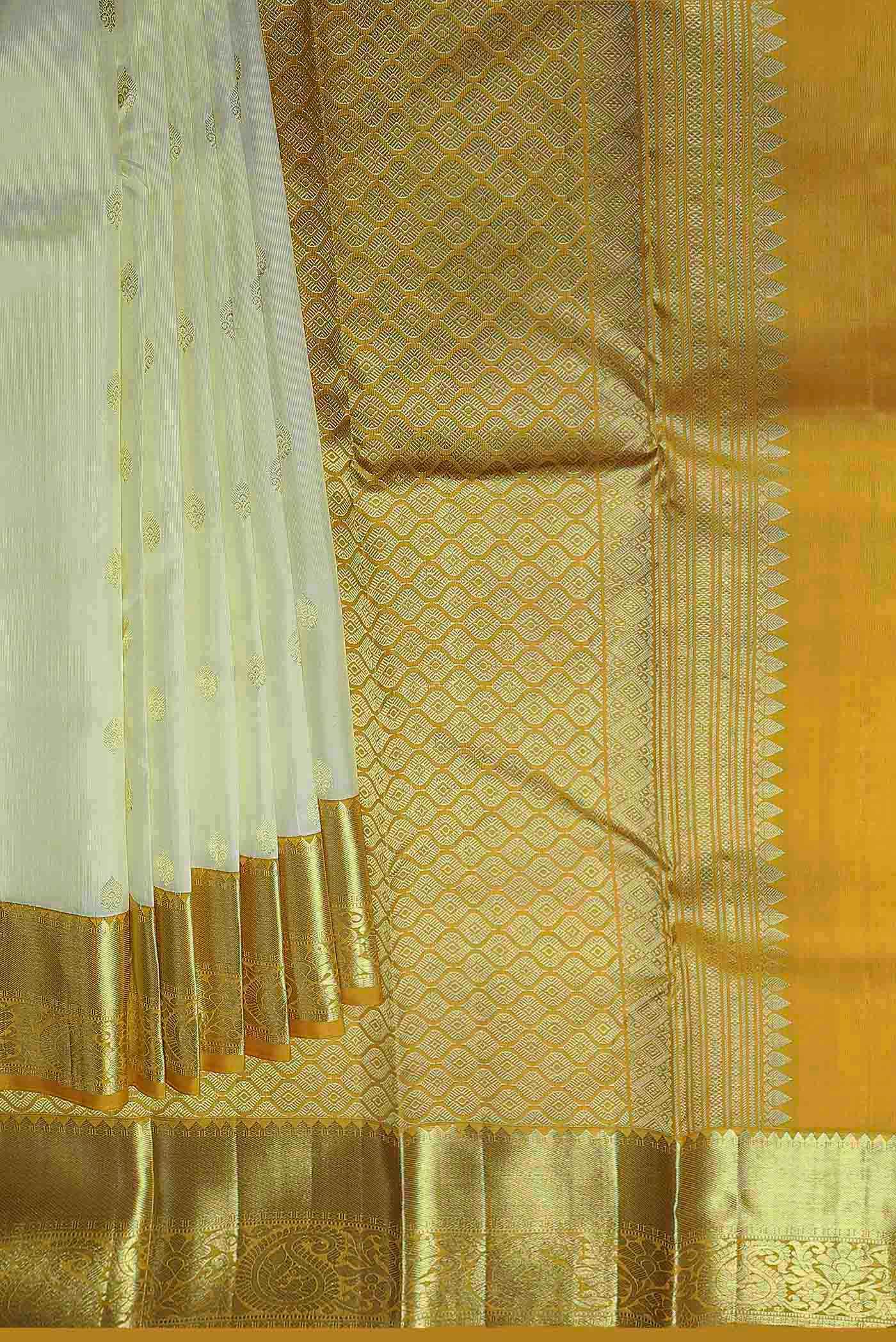 Cream Kanchipuram Silk Saree