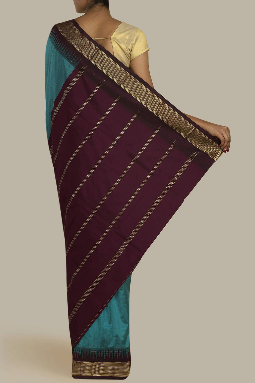 Blue Blended Bangalore Silk Saree