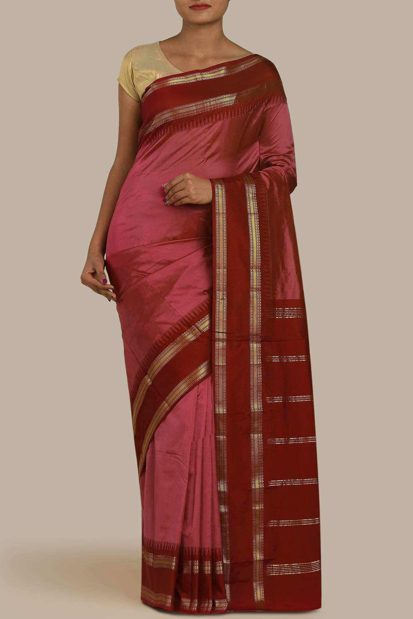 Coral Blended Bangalore Silk Saree