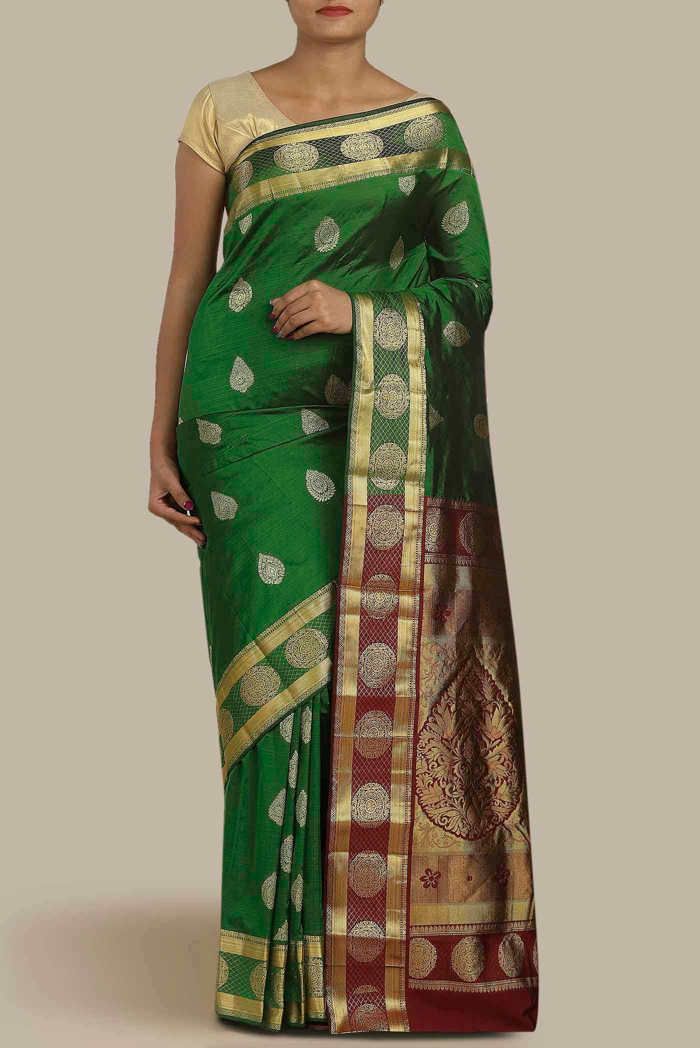 Green Blended Bangalore Silk Saree
