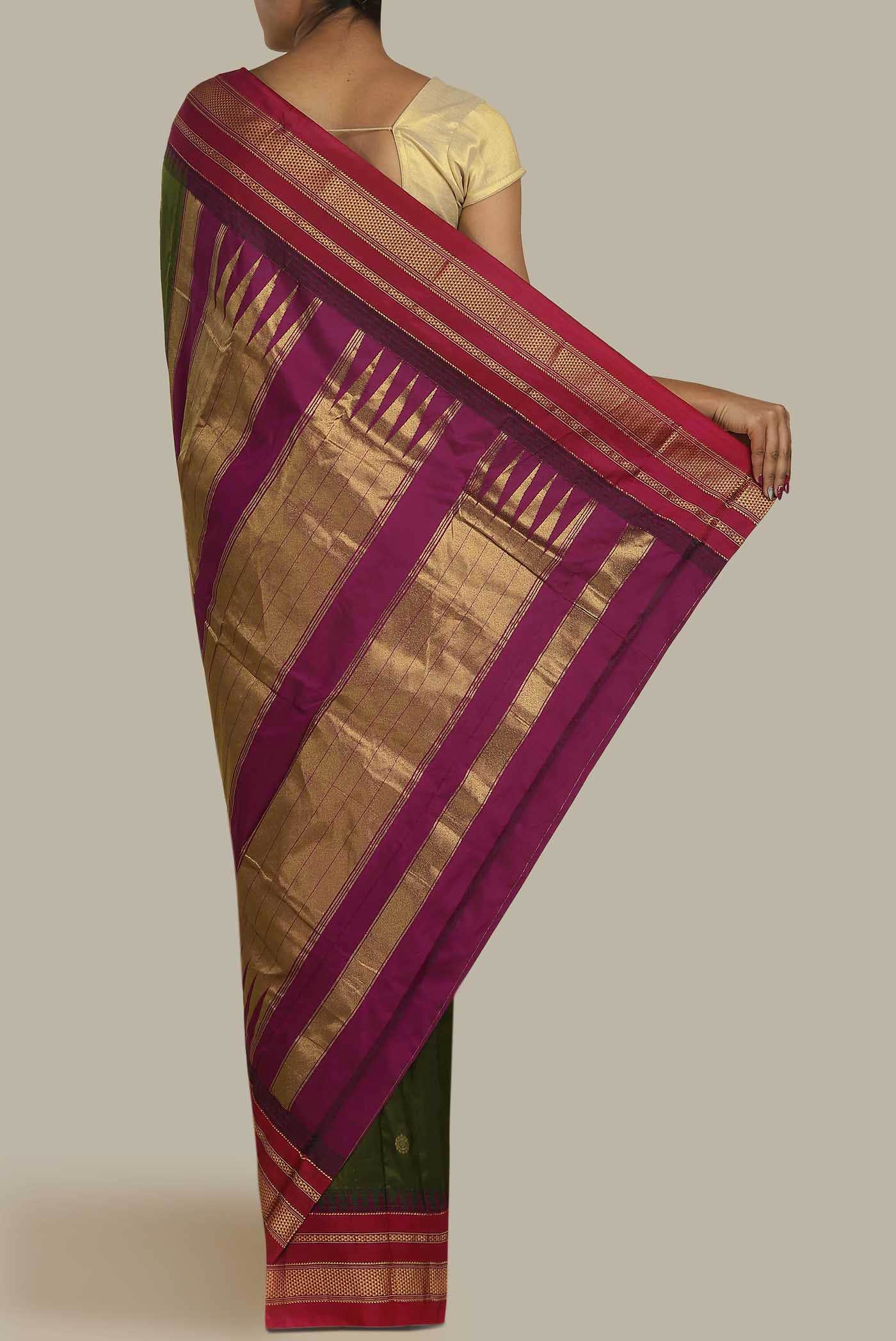 Mehandi Green Blended Bangalore Silk Saree