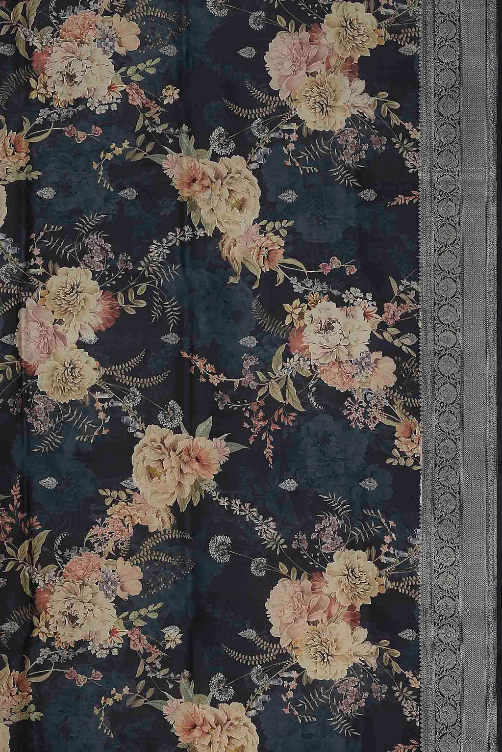 Navy Blue Bhagalpuri Tussar Silk Saree