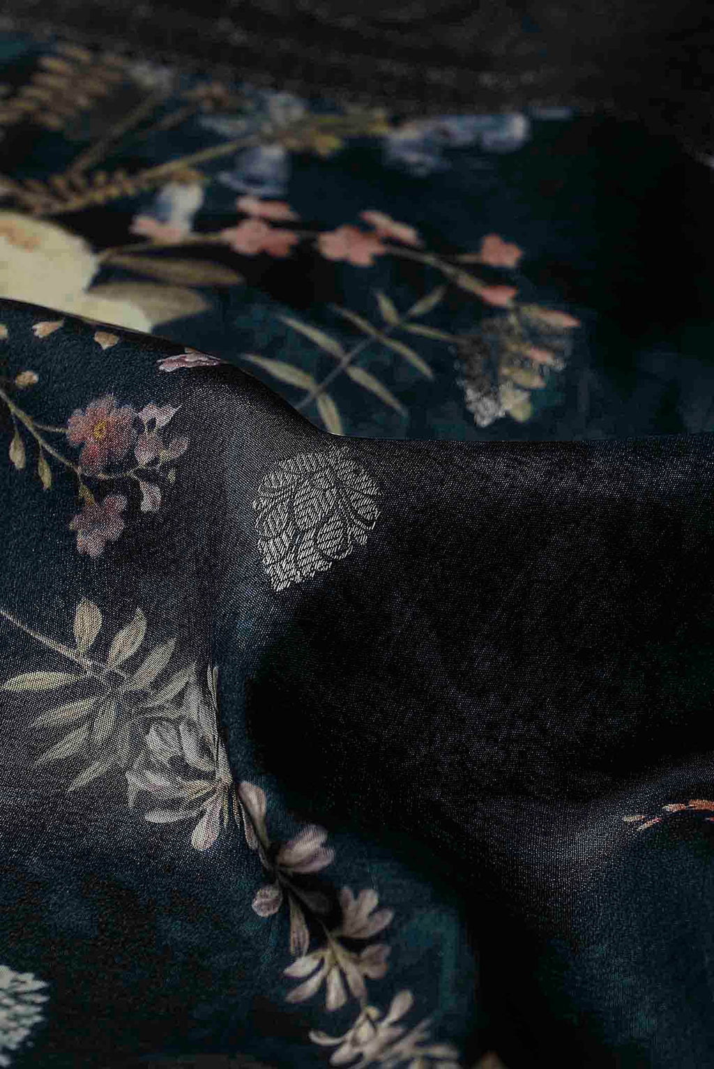 Navy Blue Bhagalpuri Tussar Silk Saree