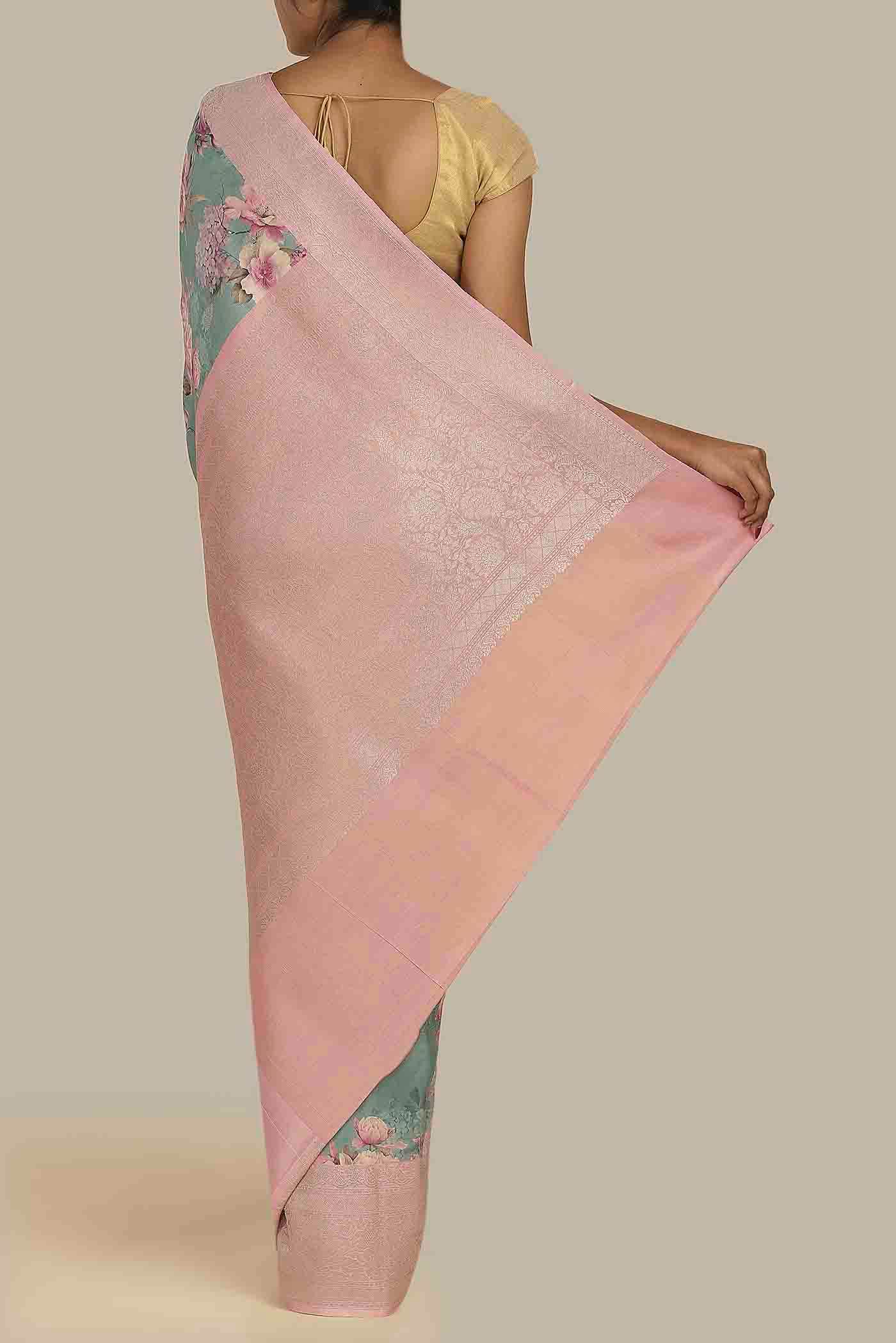 Navy Blue Bhagalpuri Tussar Silk Saree