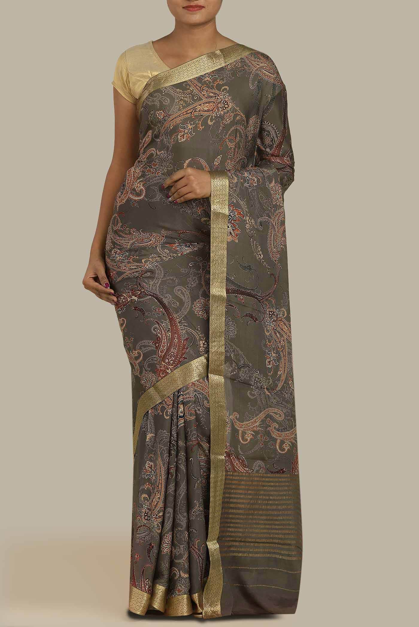 Mauve Mysore Crepe Saree