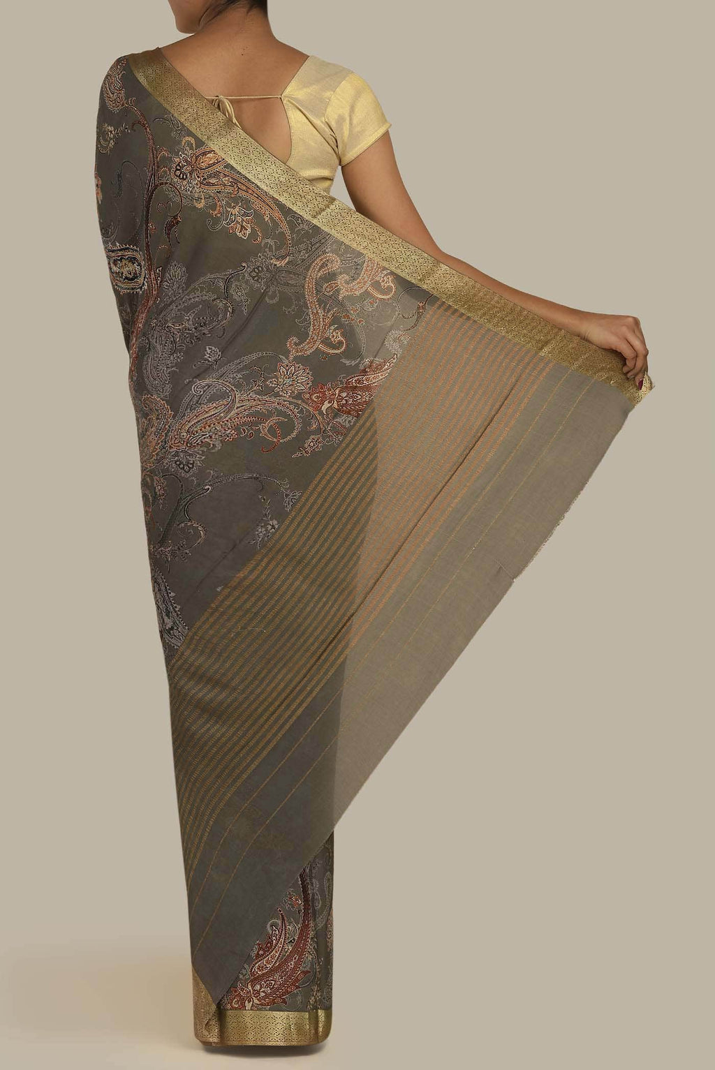 Mauve Mysore Crepe Saree