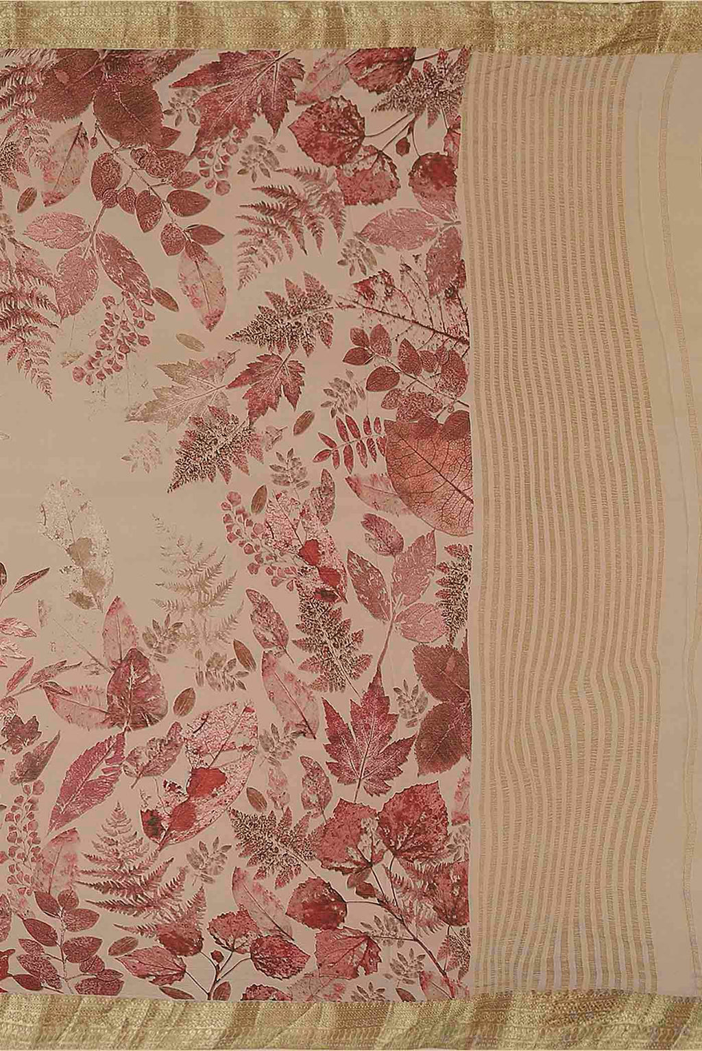 Beige Tussar Silk Saree