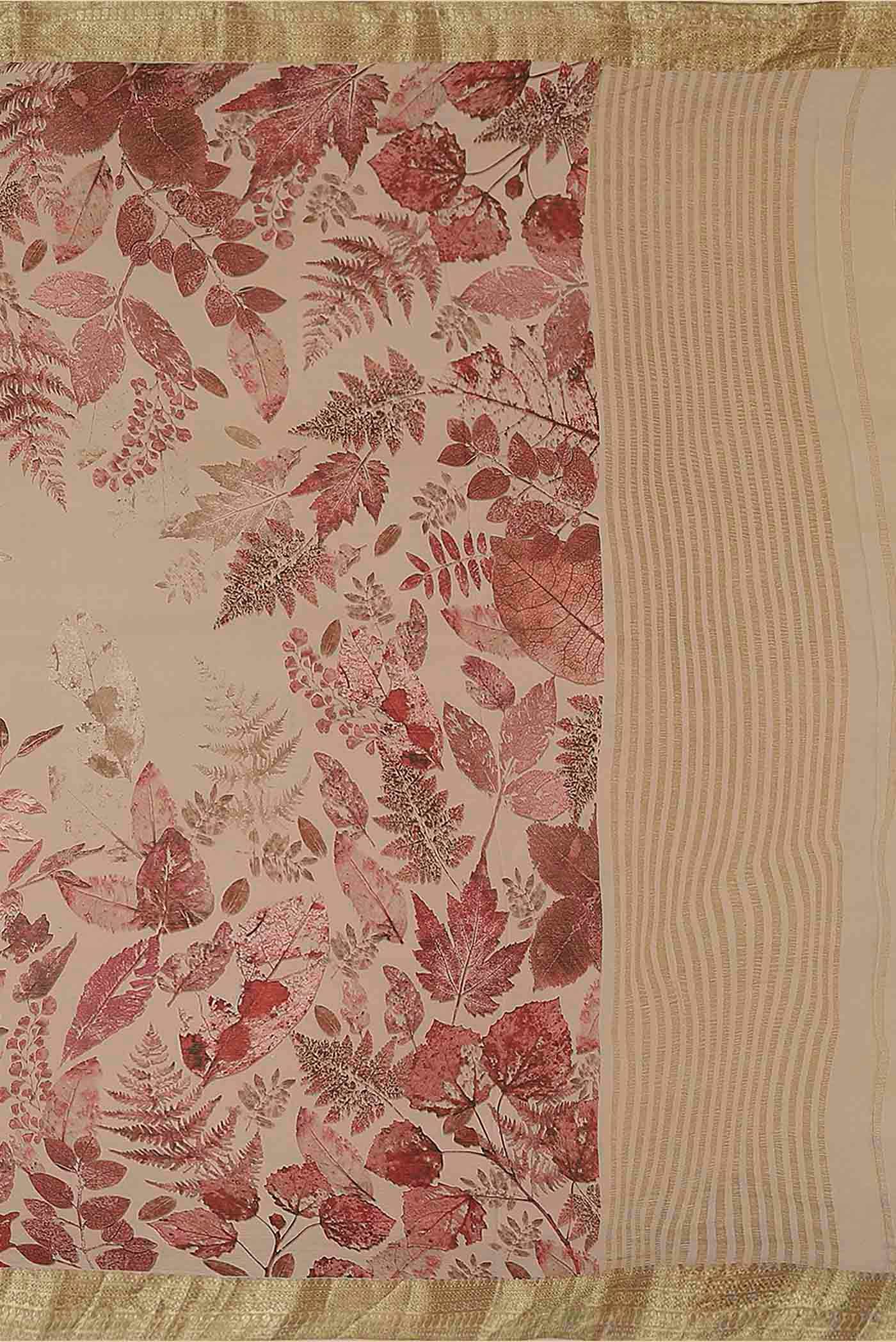 Beige Tussar Silk Saree