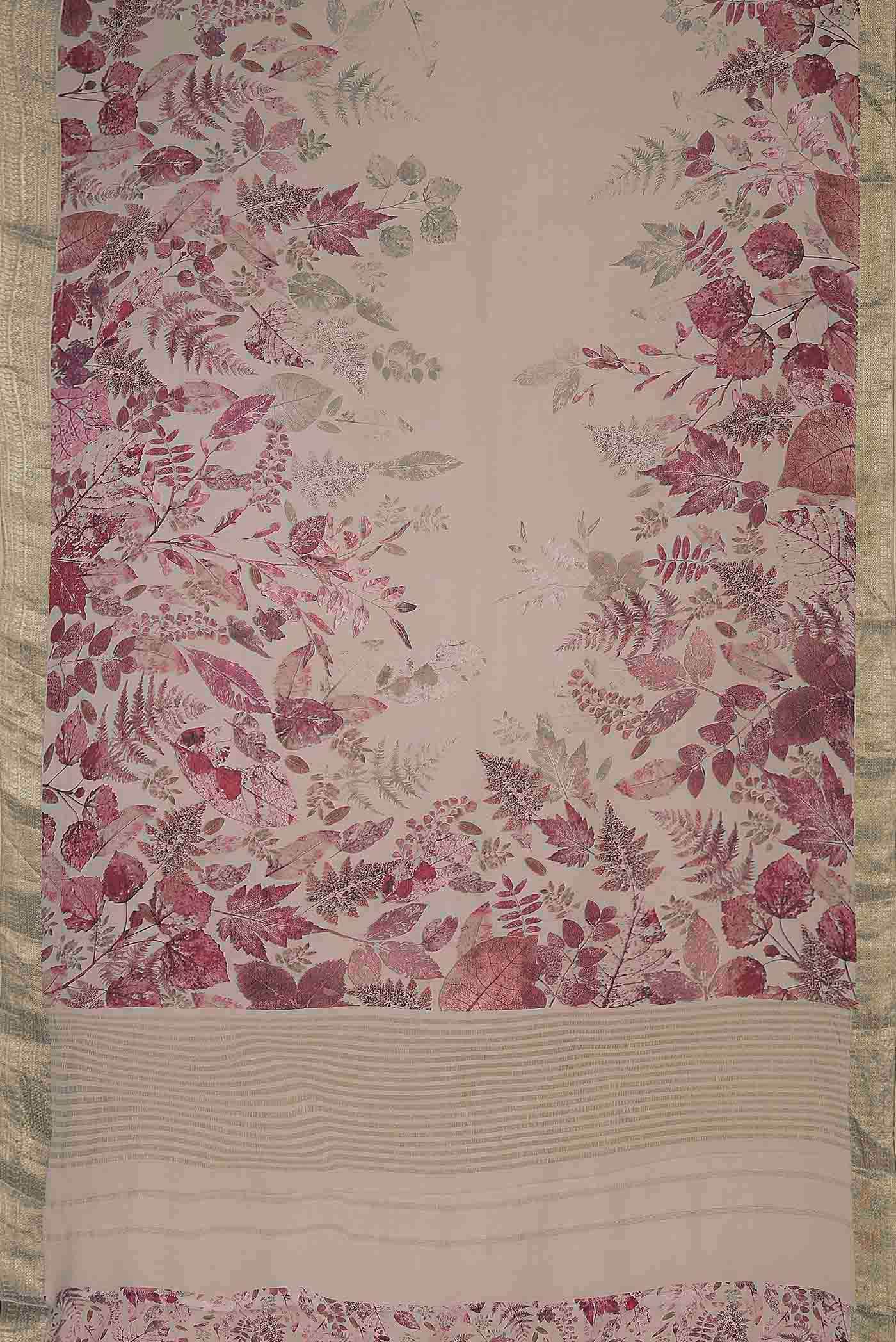 Beige Tussar Silk Saree