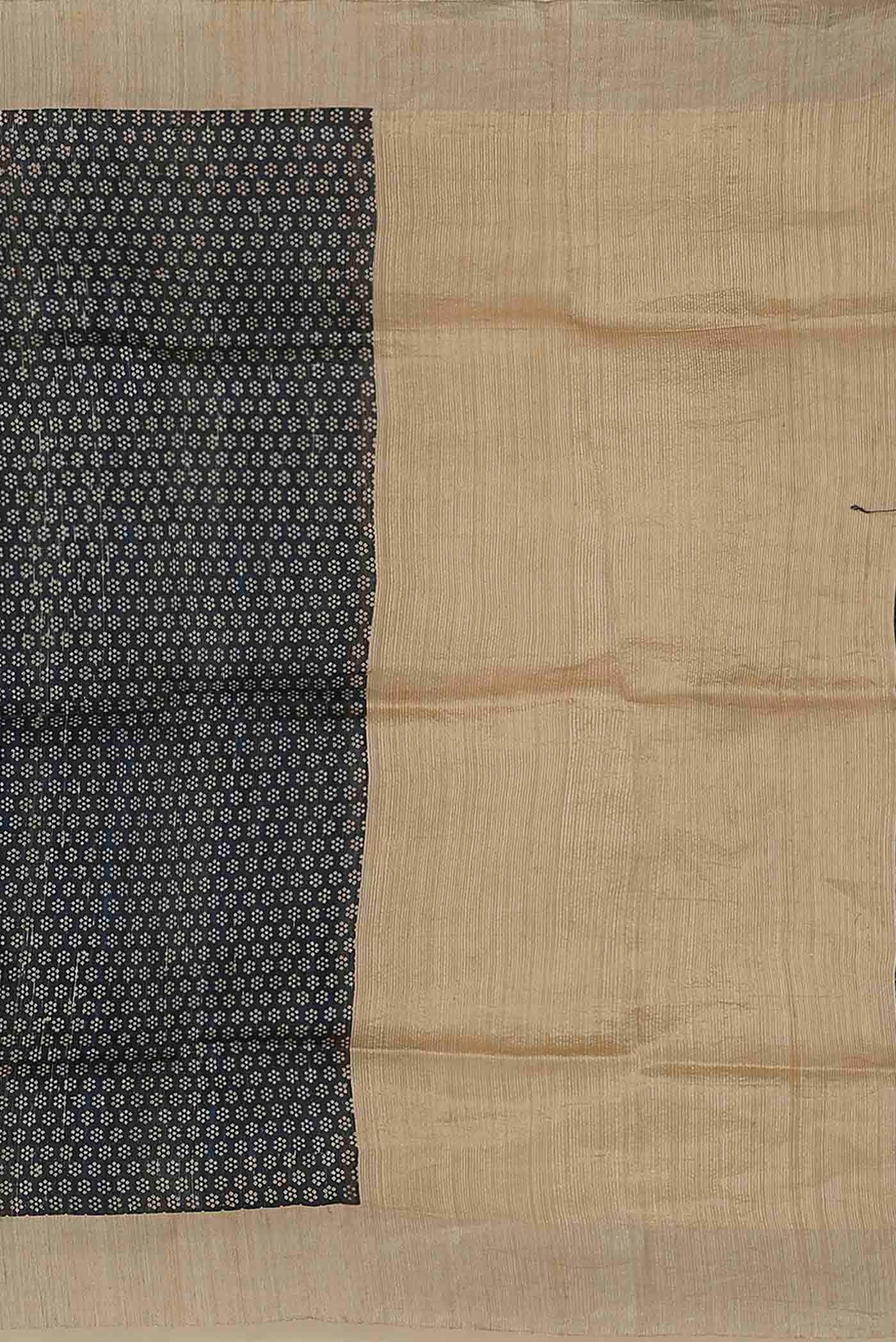 Black Bhagalpuri Tussar Silk Saree