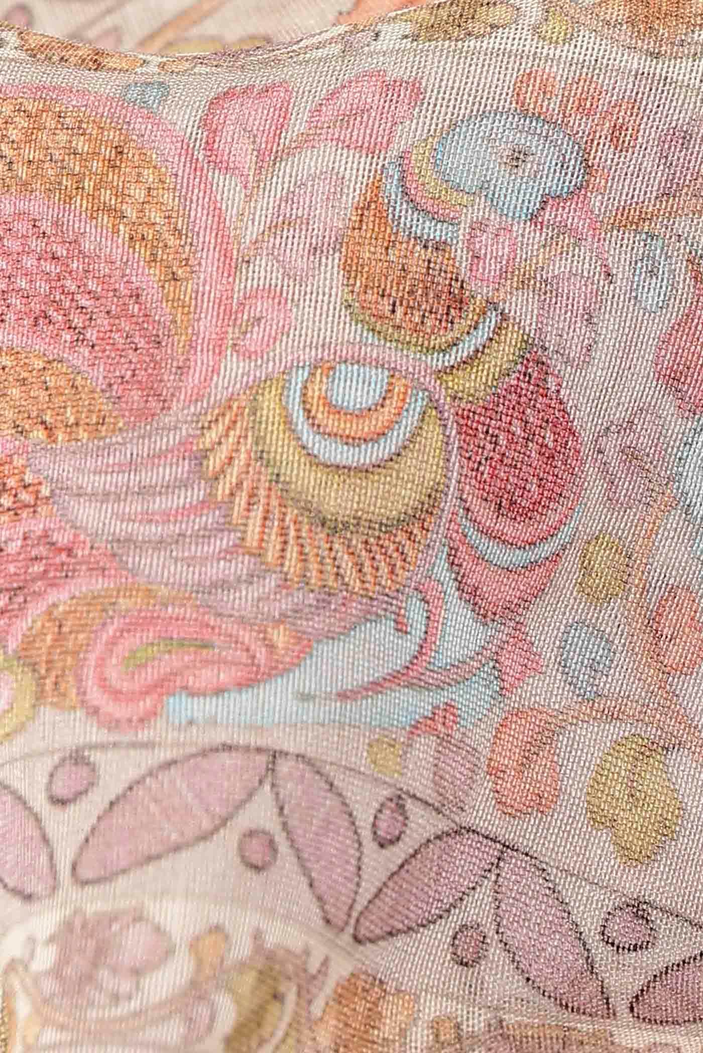 Peach Chanderi Silk Cotton Saree