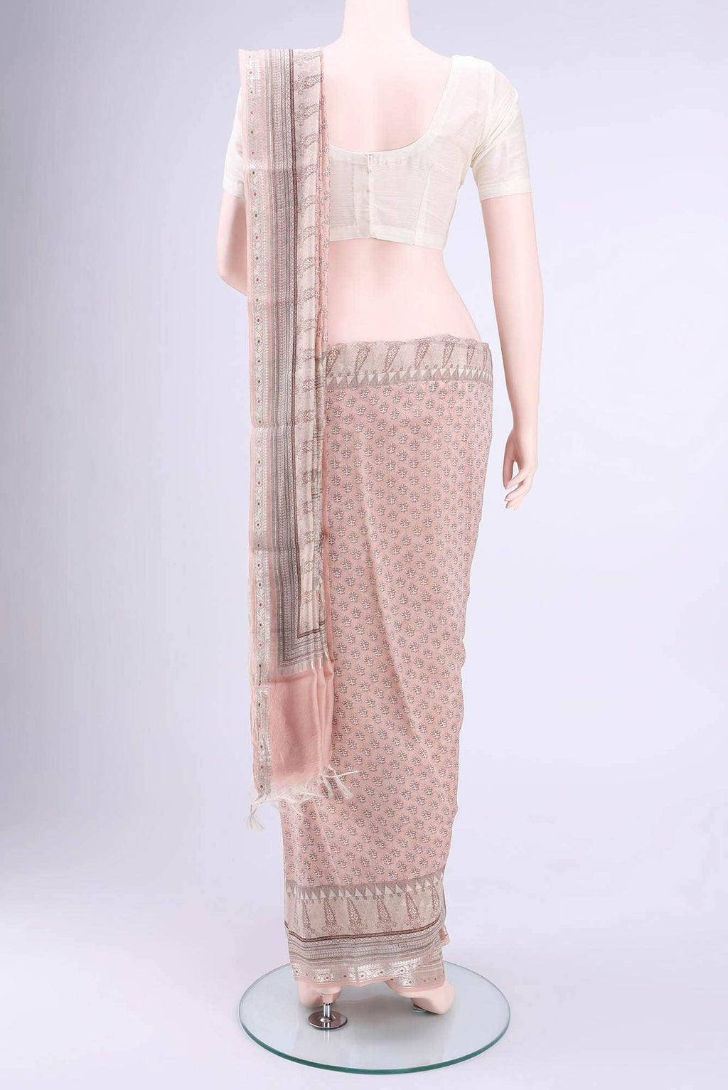 Rose pink Chanderi Silk Cotton Saree