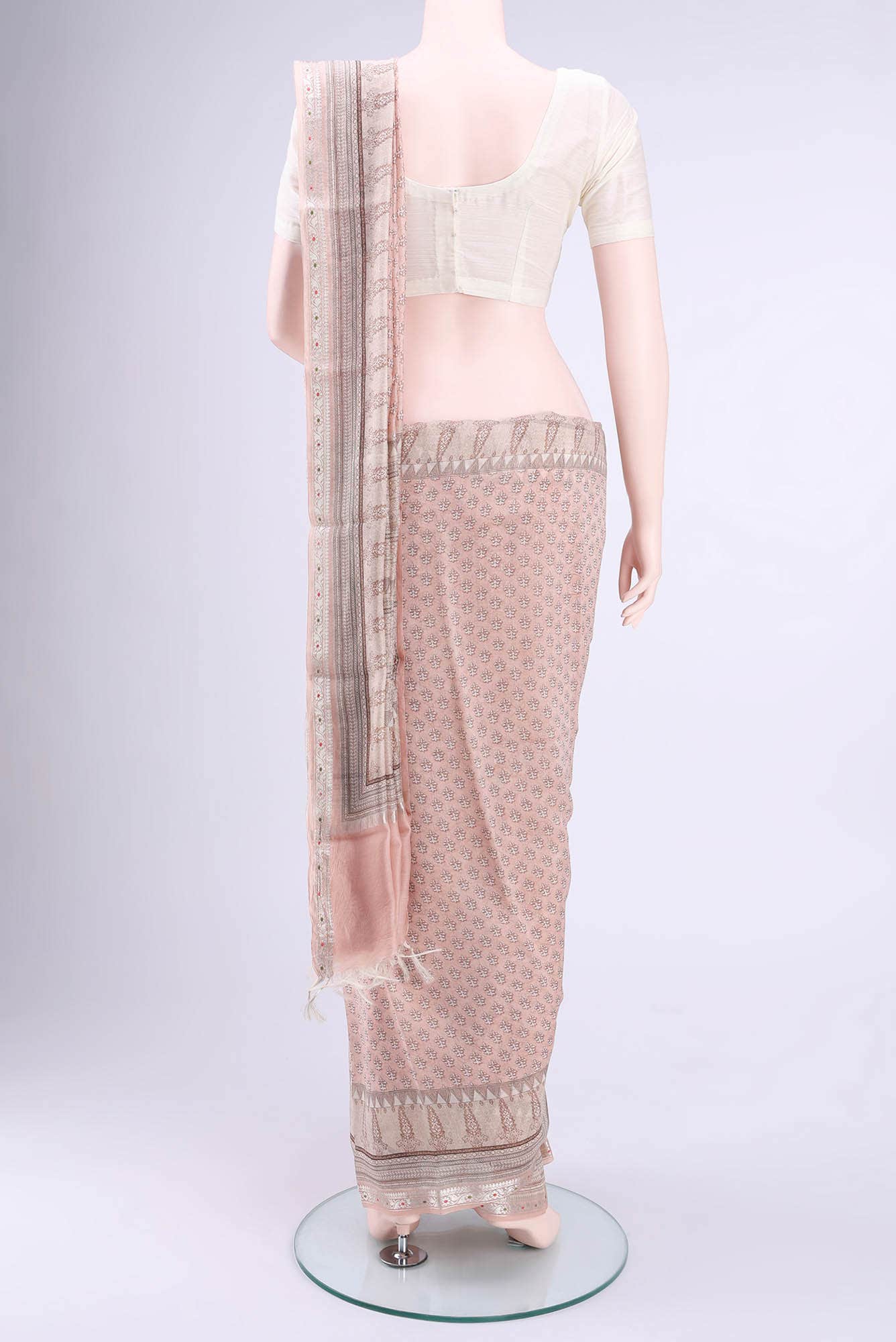 Rose pink Chanderi Silk Cotton Saree
