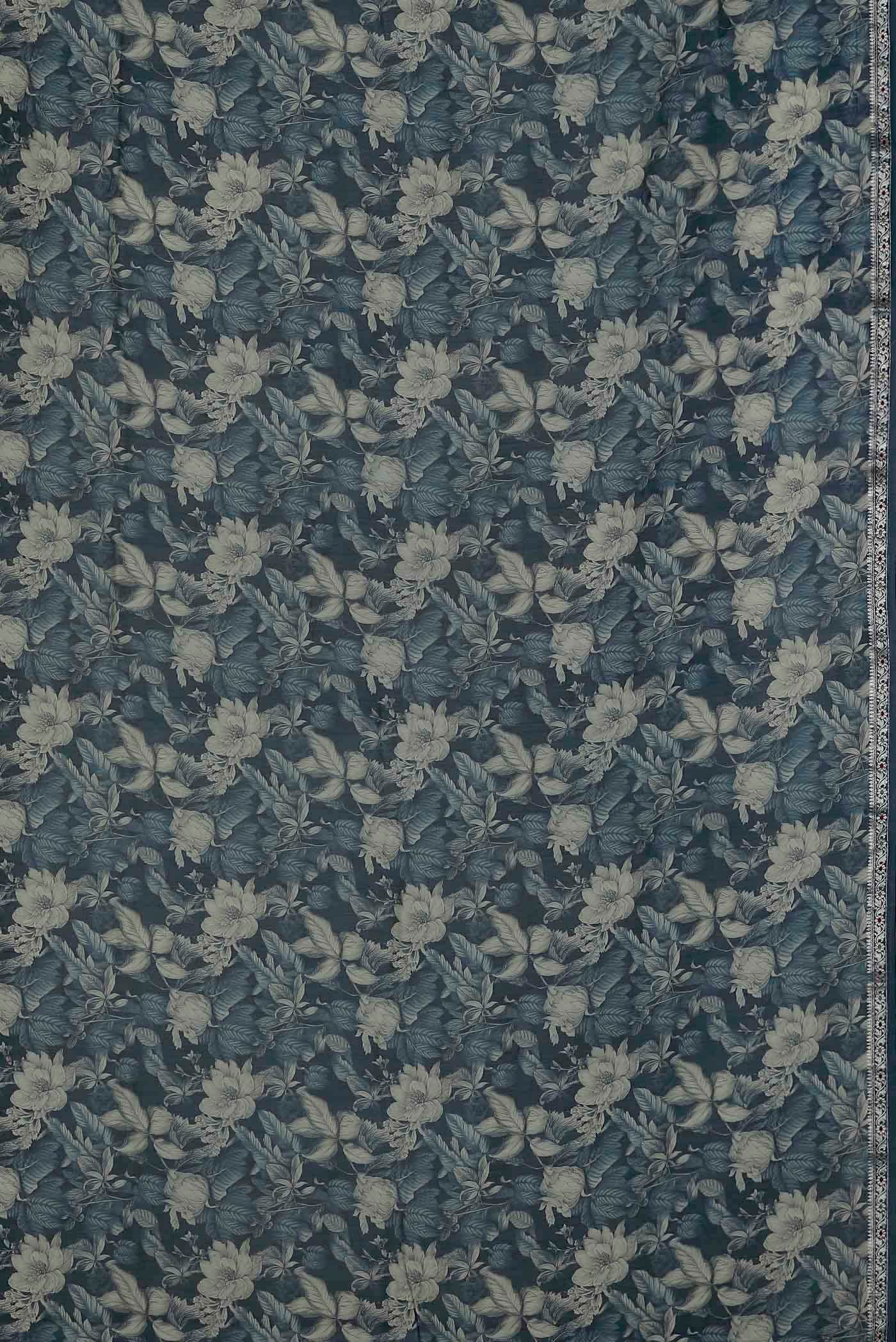 Blue Tussar Silk Saree