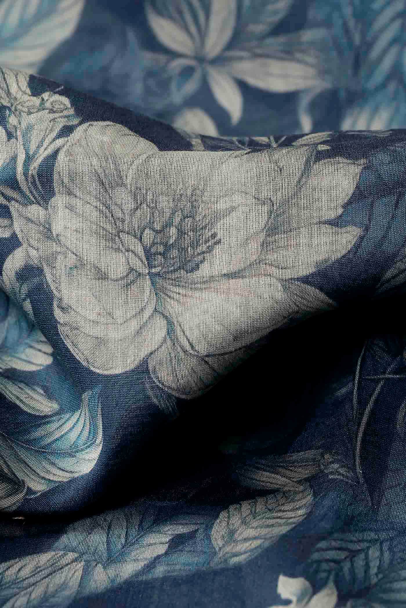 Blue Tussar Silk Saree