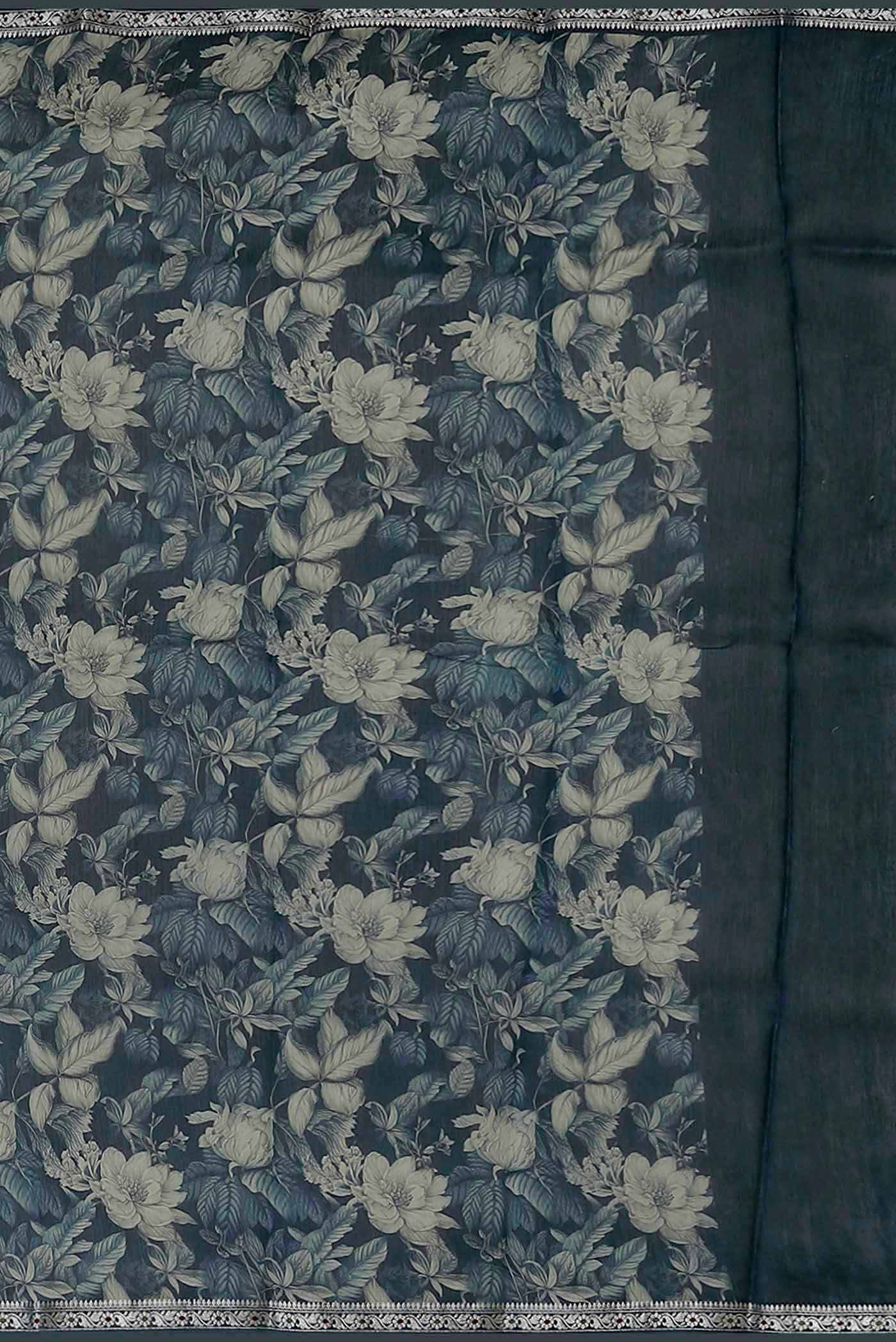 Blue Tussar Silk Saree
