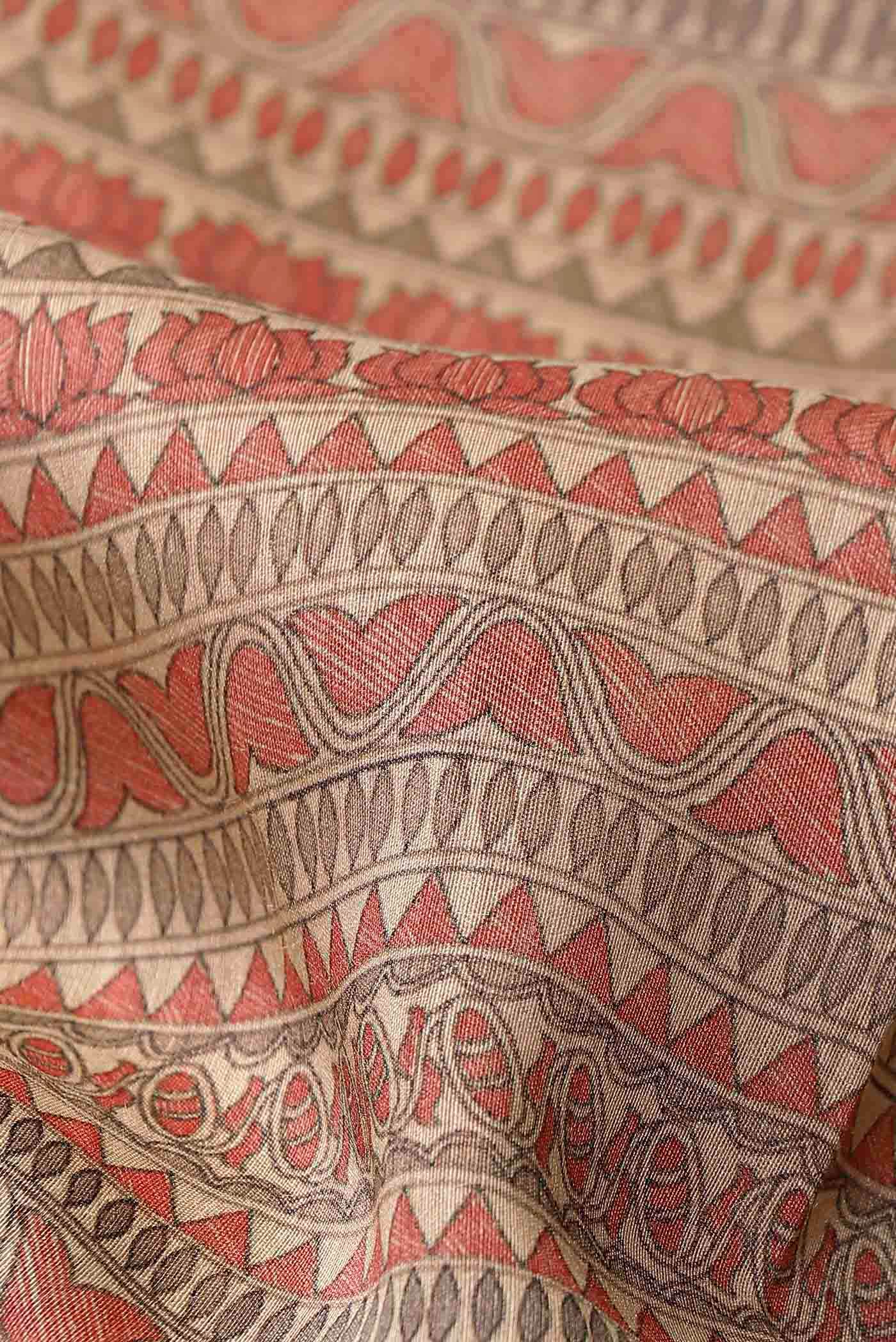 Beige Bhagalpuri Tussar Silk Saree