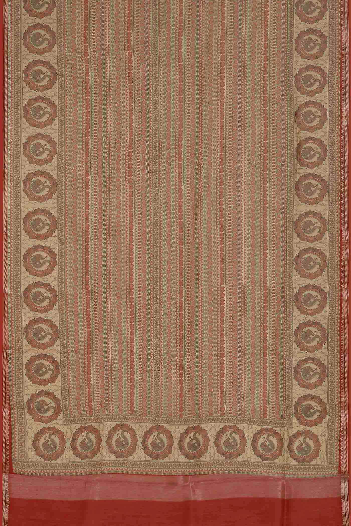 Beige Bhagalpuri Tussar Silk Saree