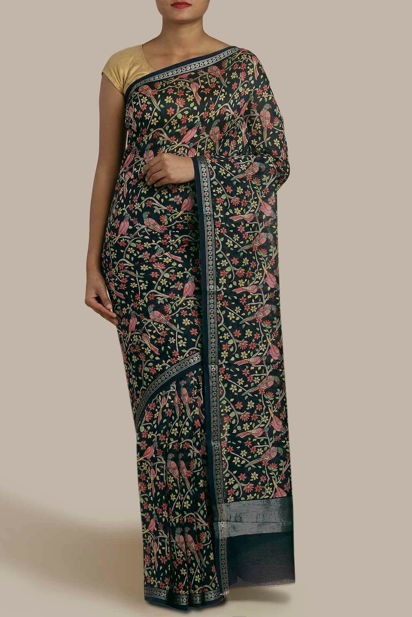 Black Tussar Silk Saree