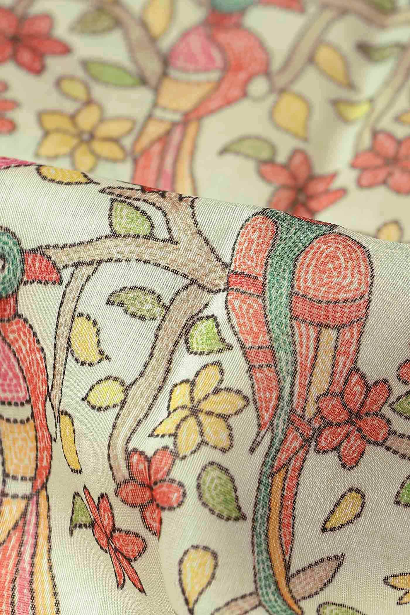 Cream Tussar Silk Saree