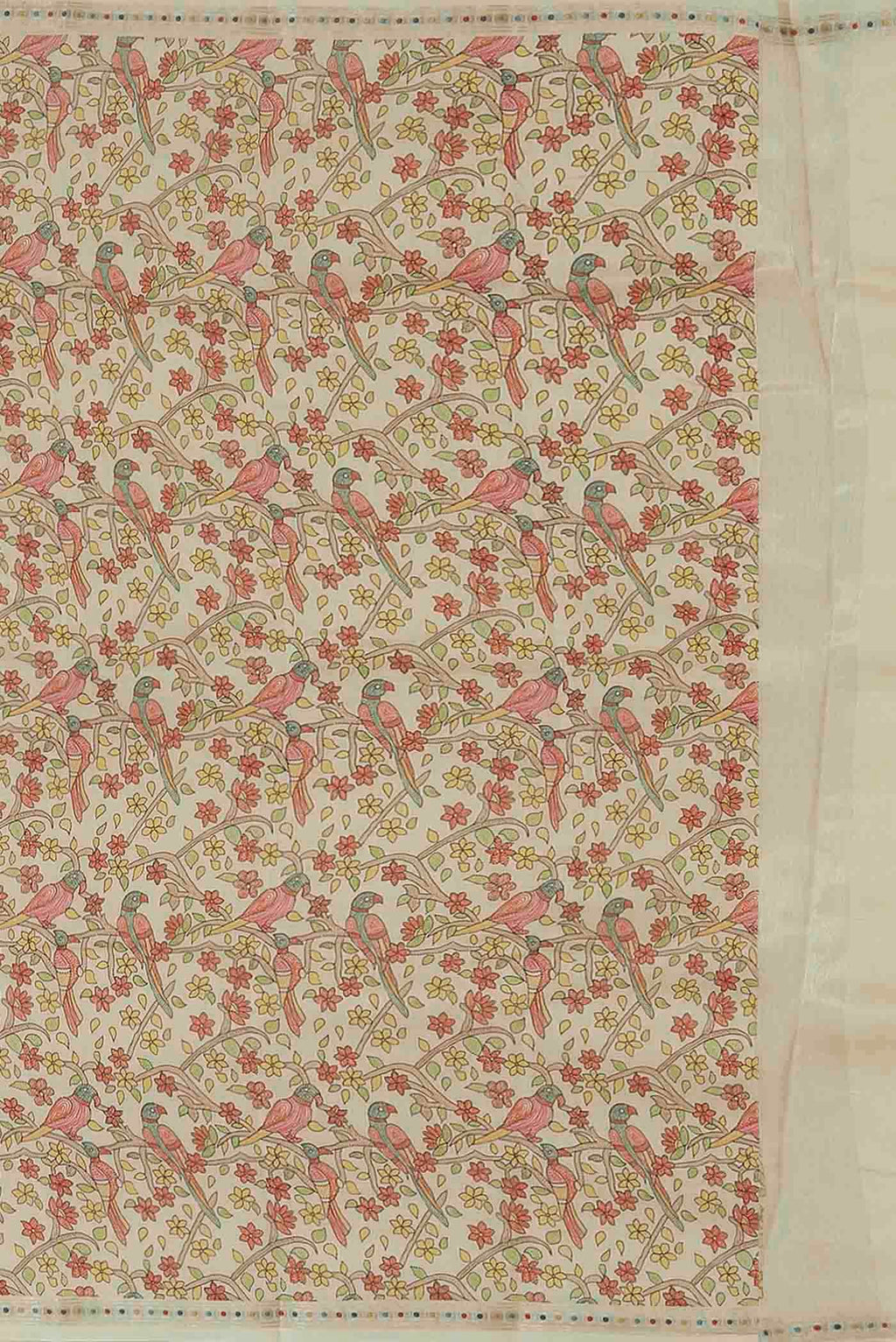 Cream Tussar Silk Saree