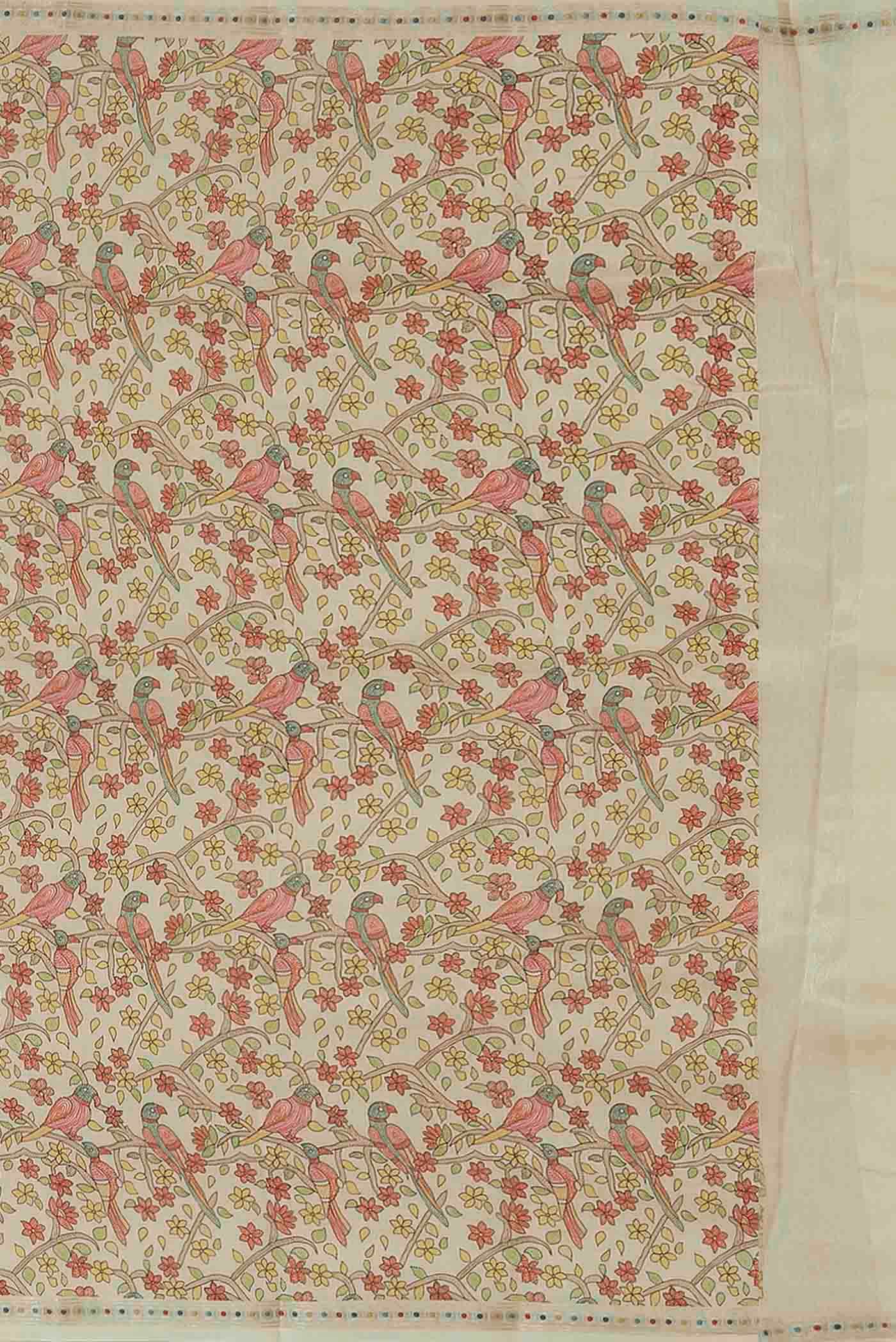 Cream Tussar Silk Saree