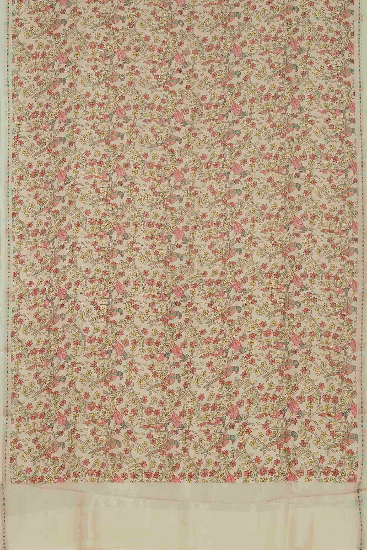 Cream Tussar Silk Saree