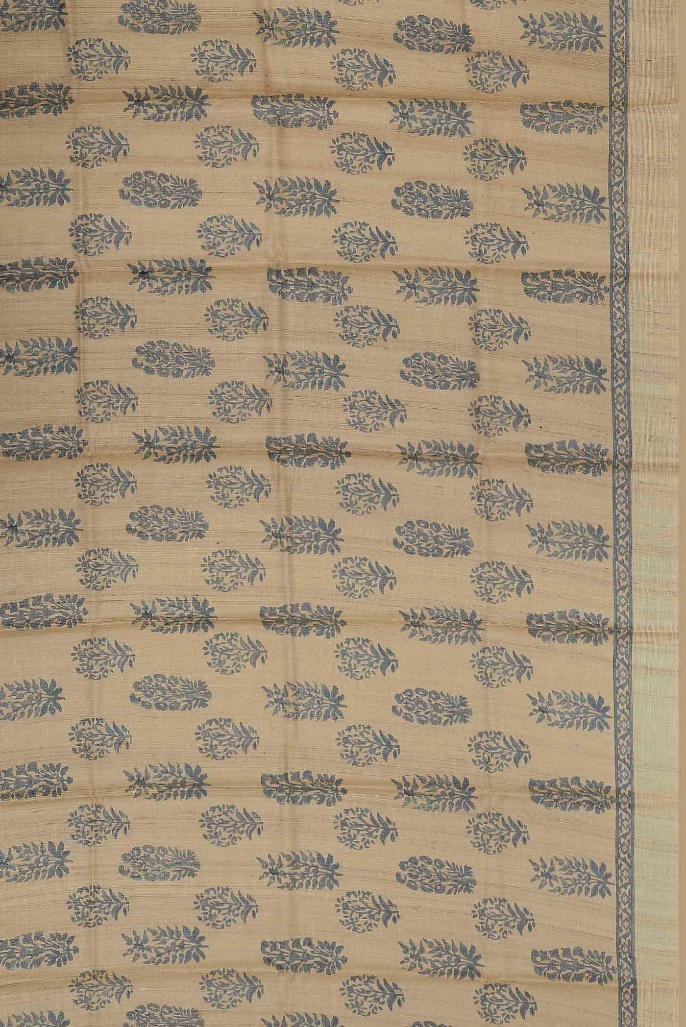 Beige Bhagalpuri Tussar Silk Saree