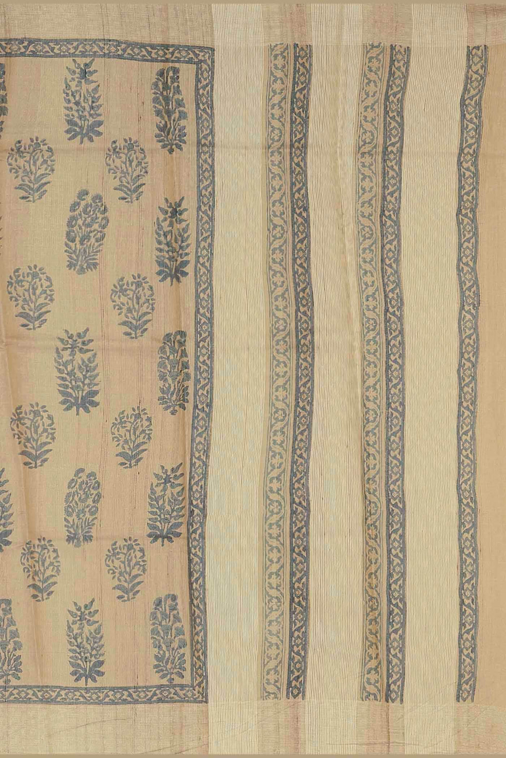 Beige Bhagalpuri Tussar Silk Saree
