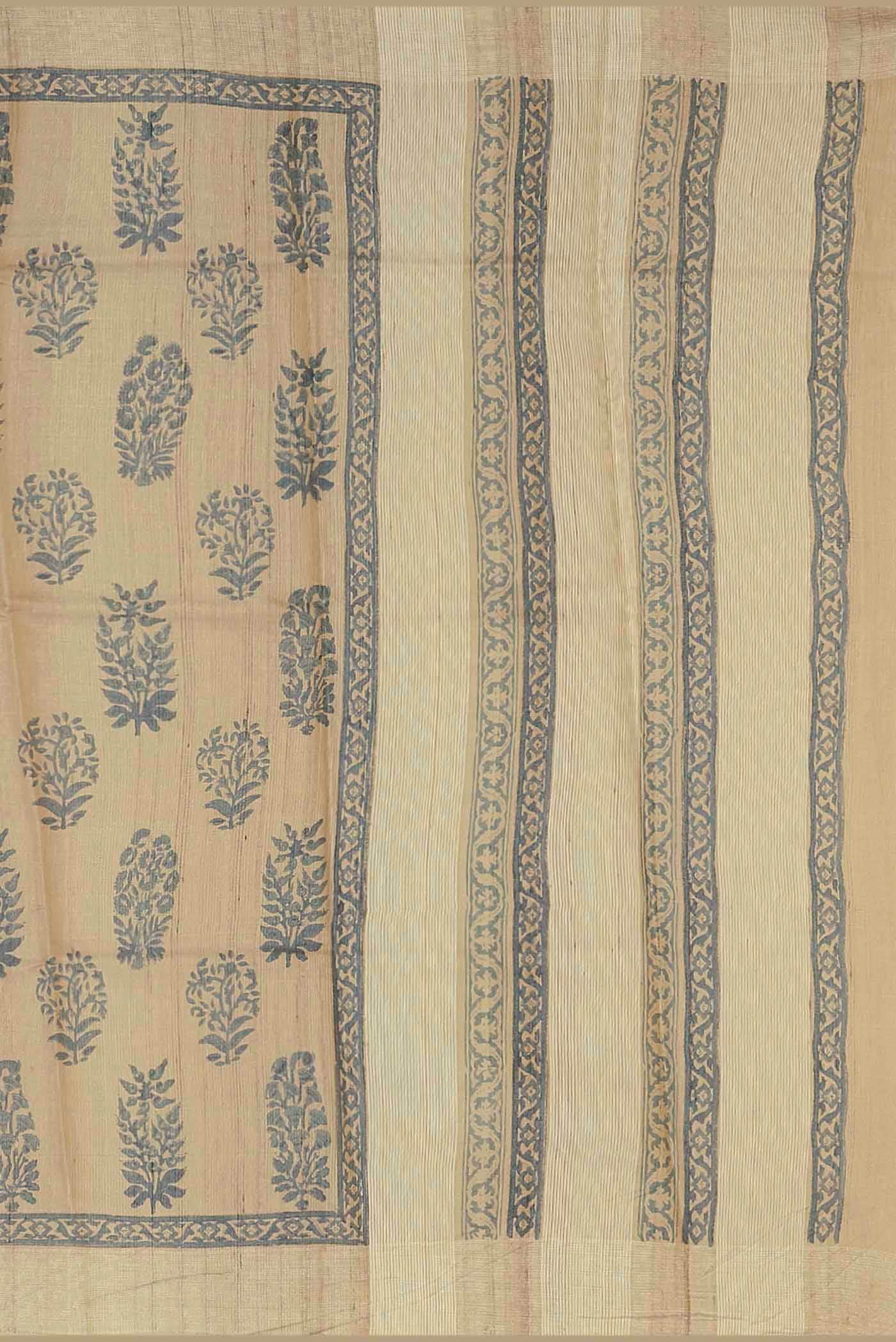 Beige Bhagalpuri Tussar Silk Saree