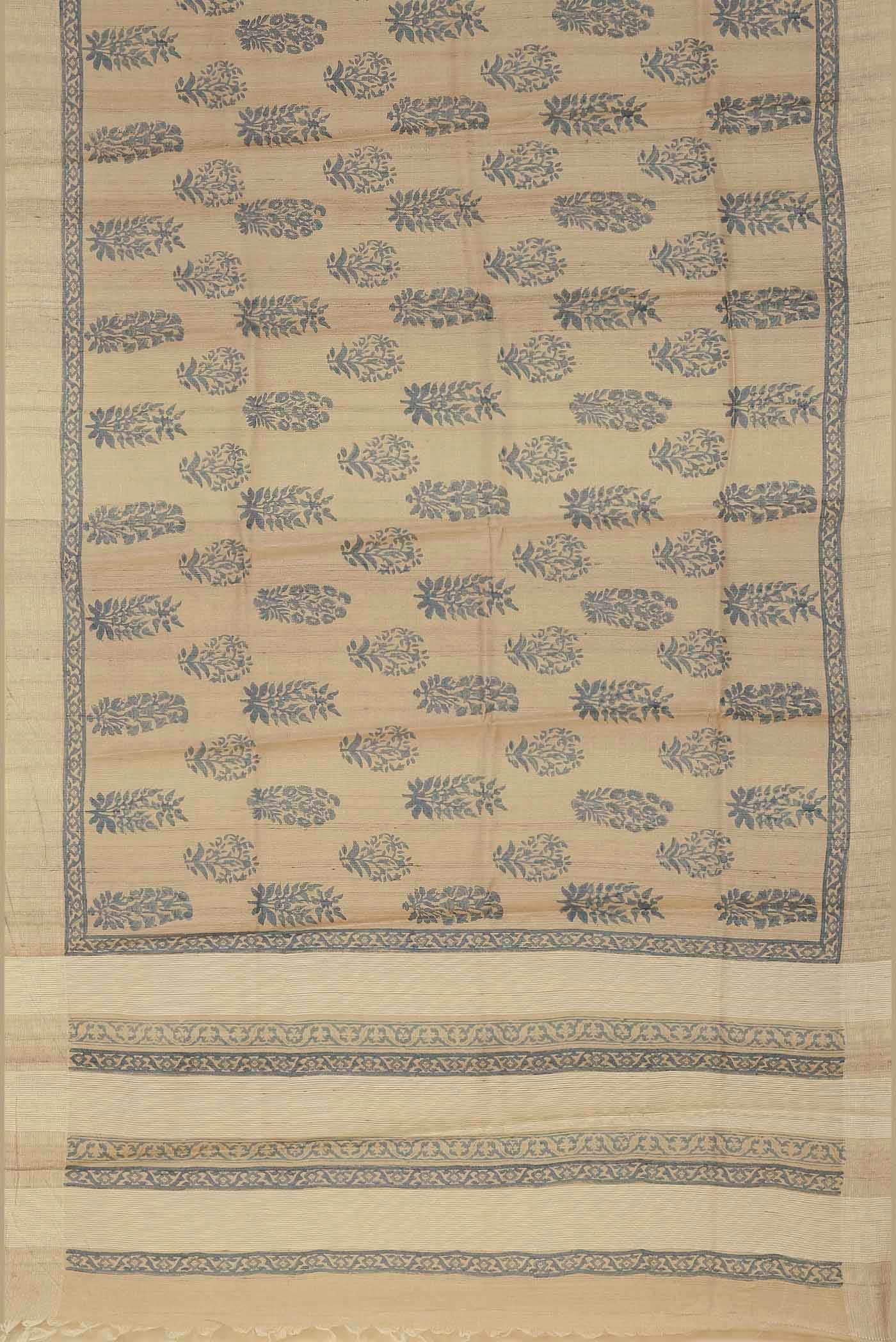 Beige Bhagalpuri Tussar Silk Saree