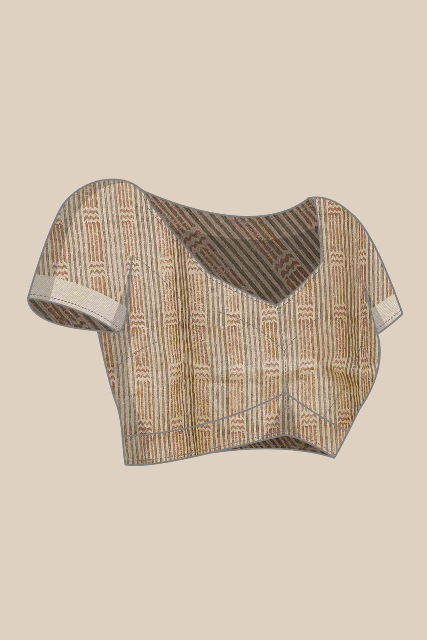 Beige Bhagalpuri Tussar Silk Saree