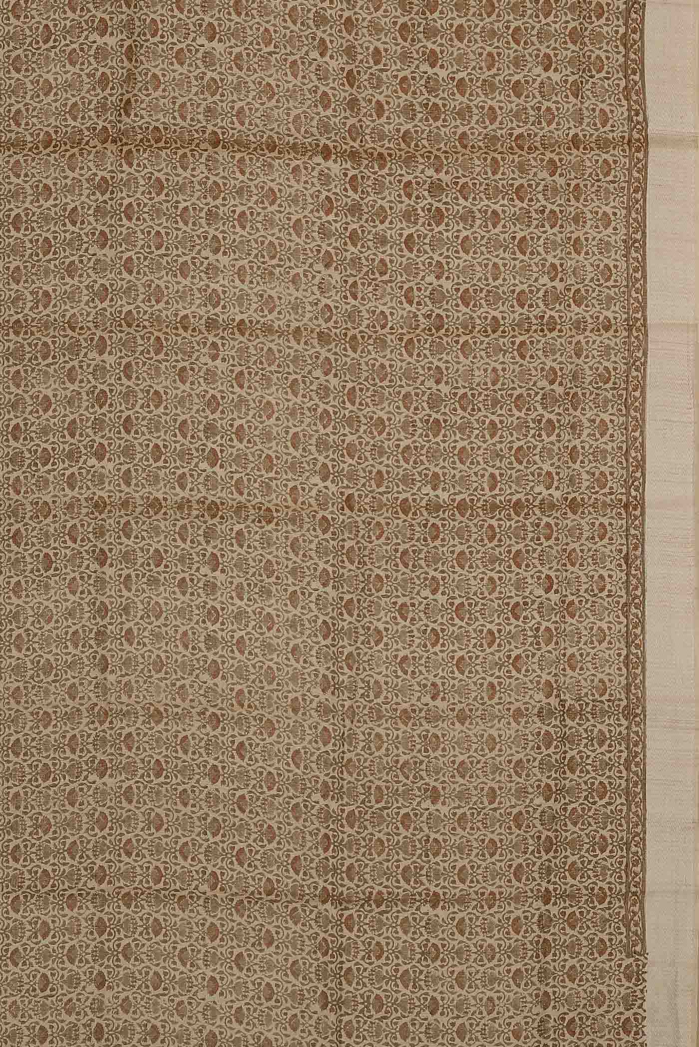 Beige Bhagalpuri Tussar Silk Saree