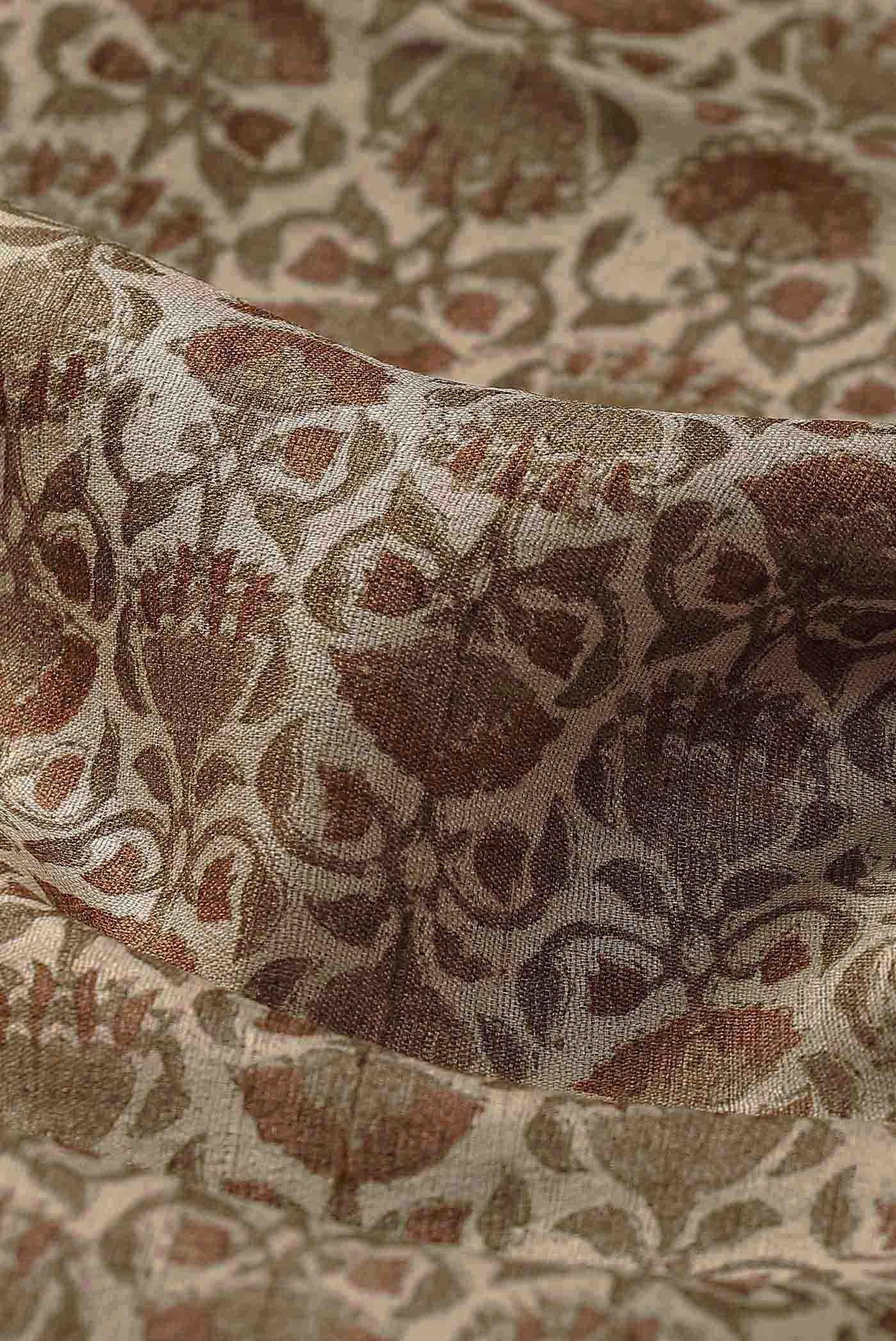 Beige Bhagalpuri Tussar Silk Saree