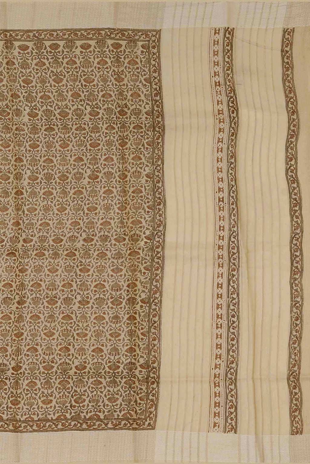 Beige Bhagalpuri Tussar Silk Saree